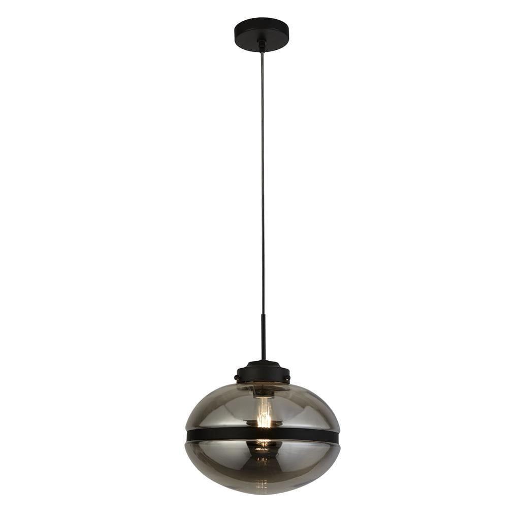 Meringue 1 Light Black & Smoked Glass Ceiling Pendant-OB-180926