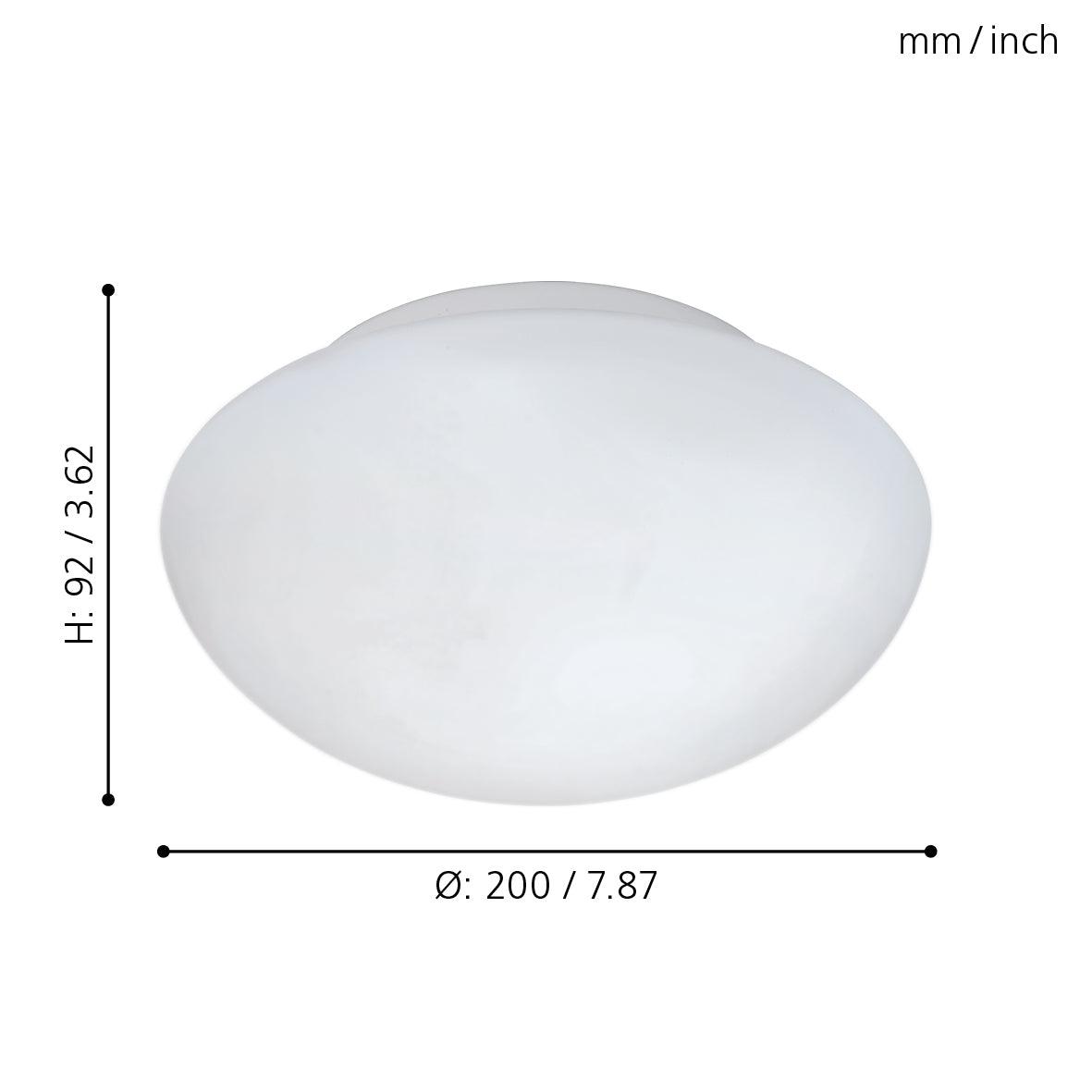 eglo ella white opal glass flush ceiling light 20cm kitchen lighting 