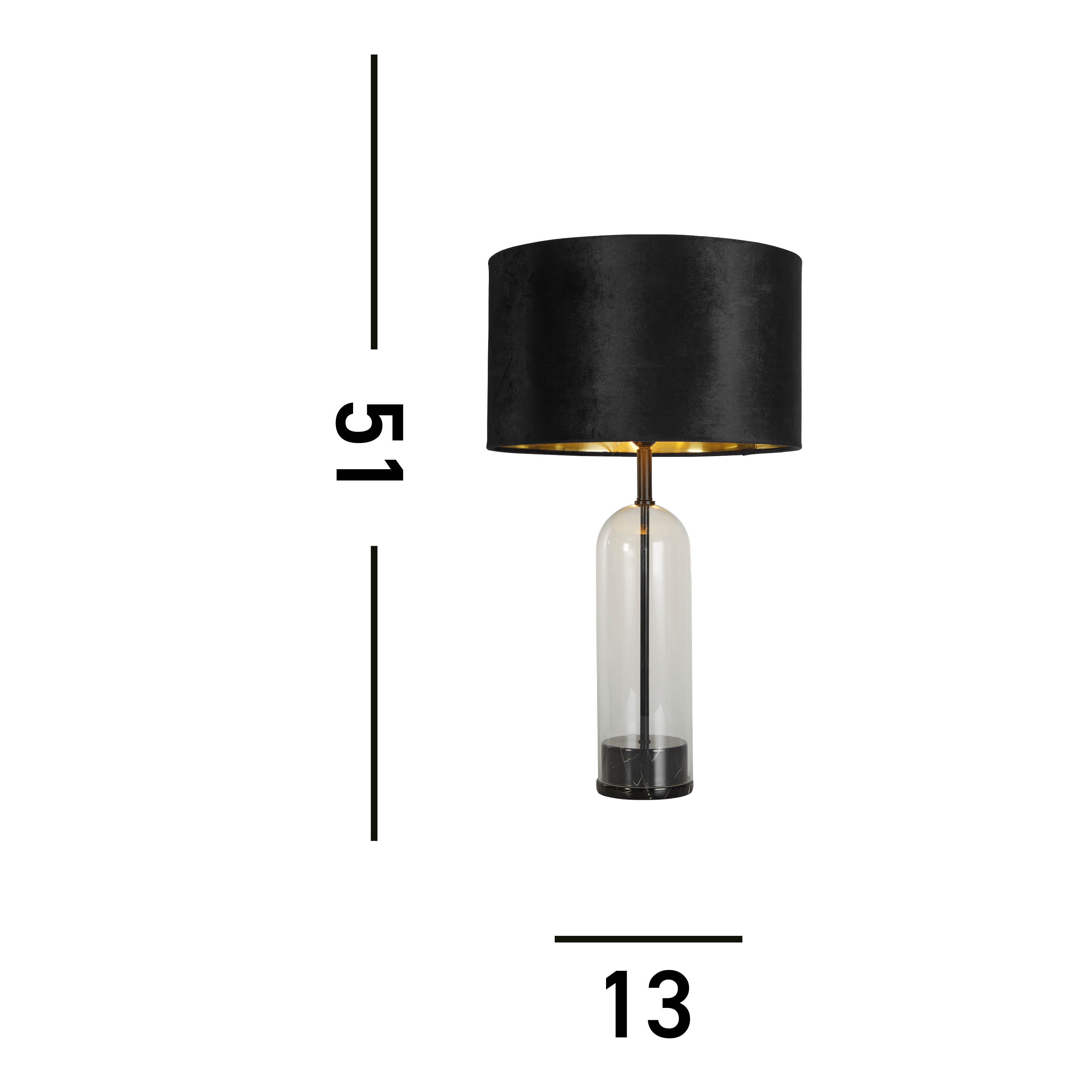 Base Only - Oxford Table Lamp, Black Metal, Marble and Glass