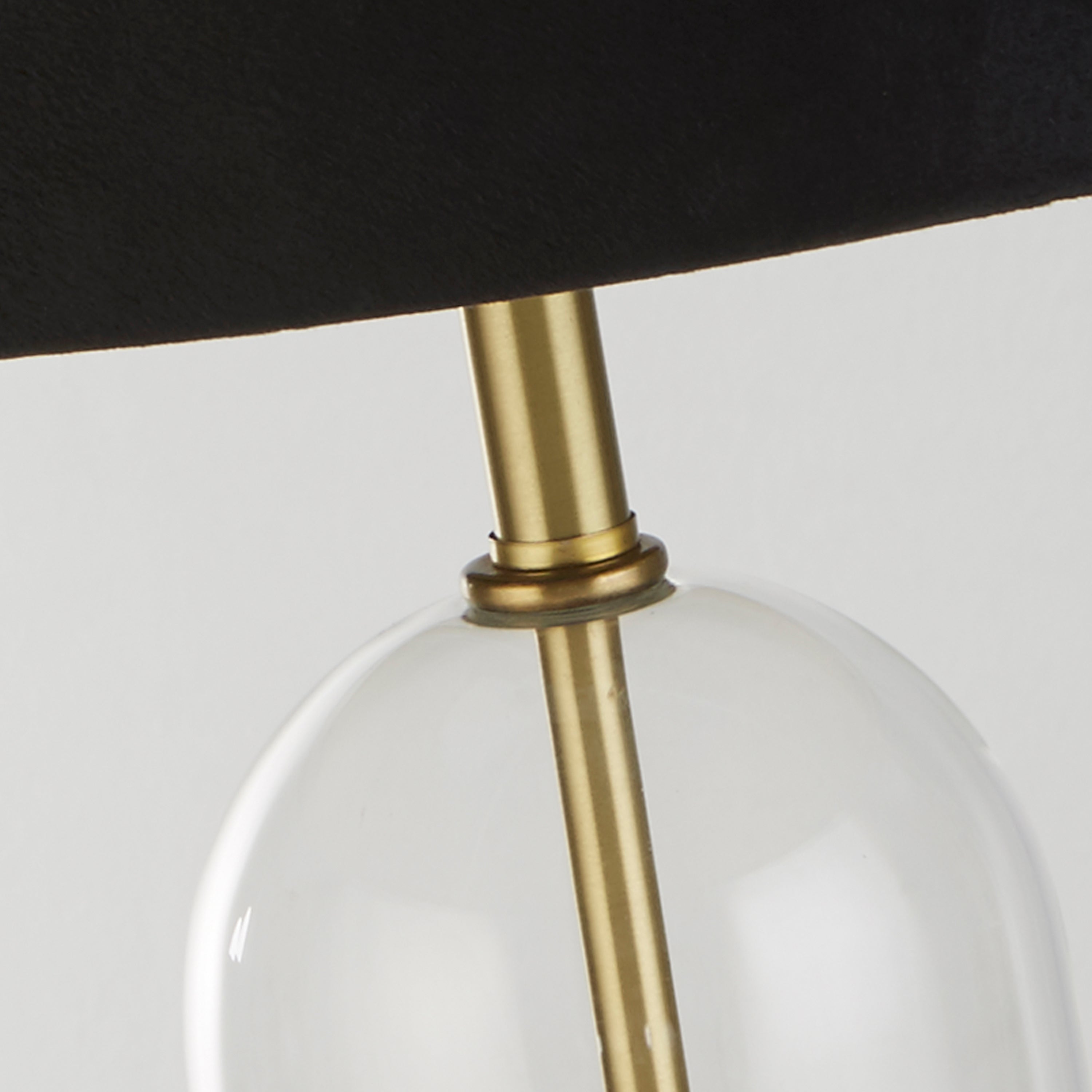 Oxford Table Lamp - Glass, Brass Metal & Black Velvet Shade