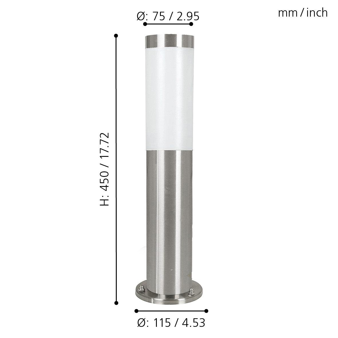 eglo helsinki silver outdoor ip65 post light 45cm kitchen lighting 