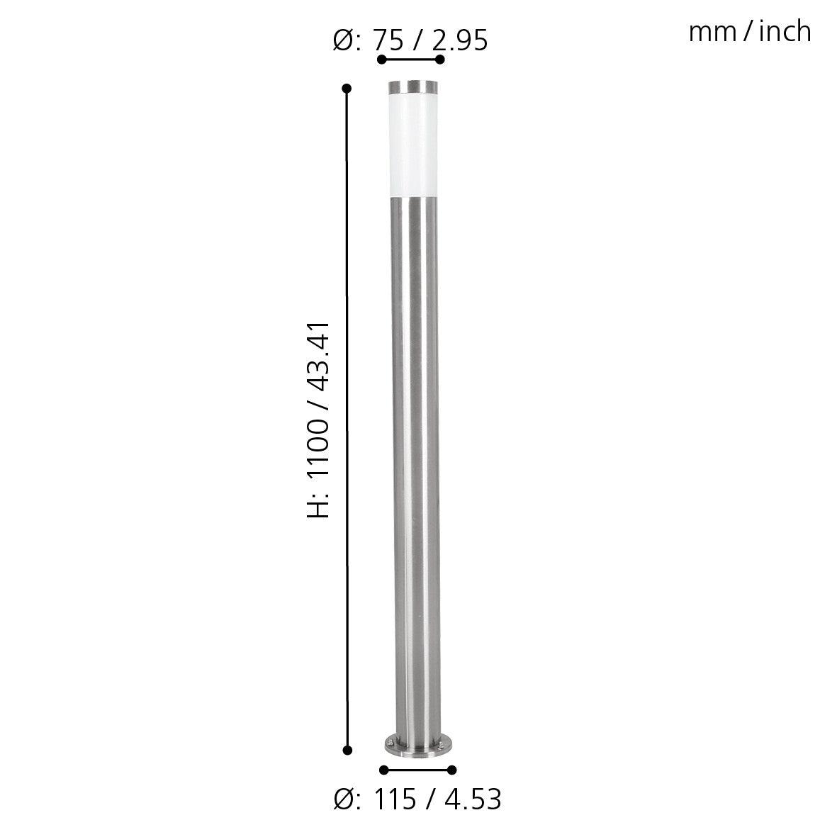 eglo helsinki silver outdoor ip65 post light 110cm kitchen lighting 