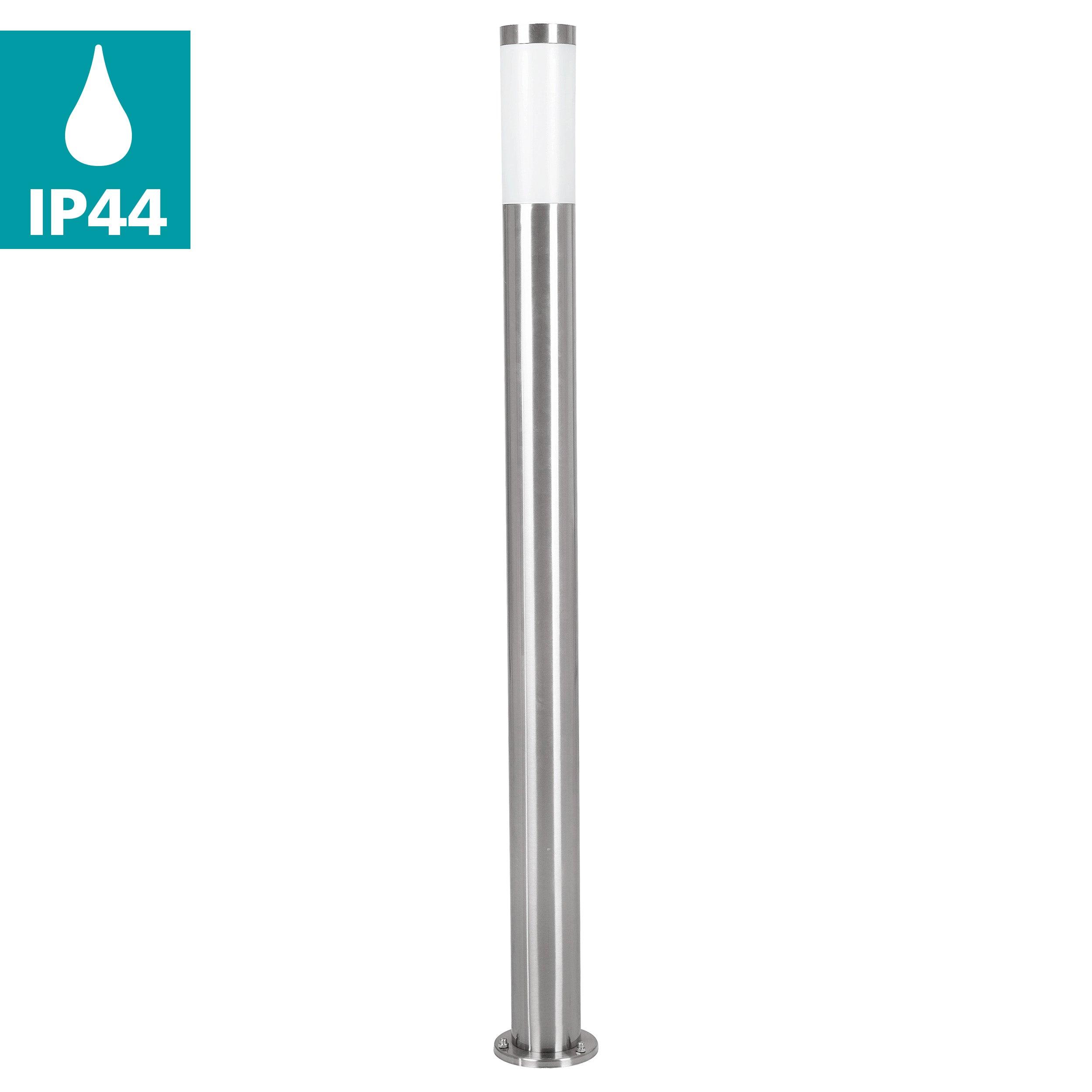 eglo helsinki silver outdoor ip65 post light 110cm living room close up