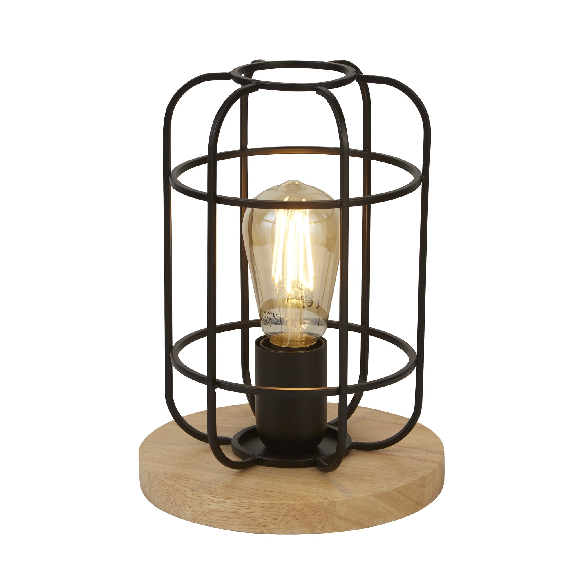 Searchlight Vision Black & Wood Table Lamp