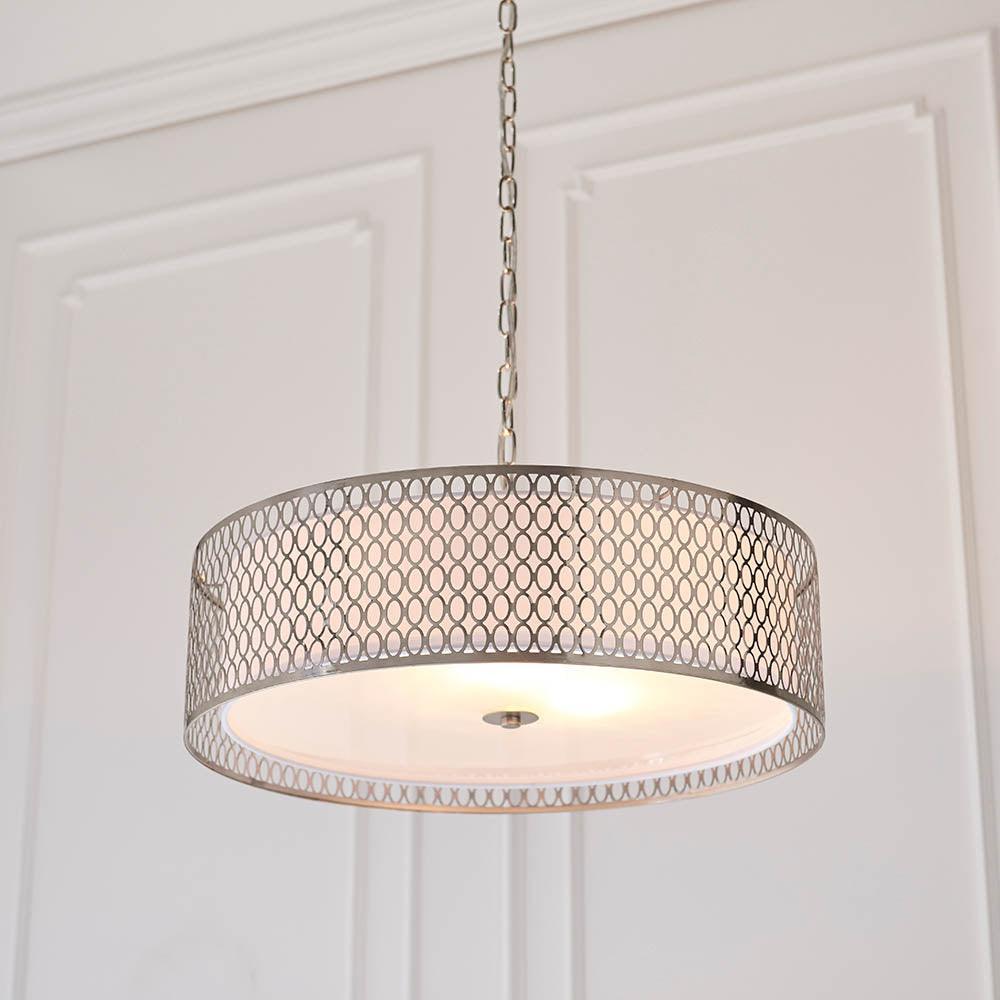 Endon Cordero 3 Light Satin Nickel Ceiling Pendant-WAREHOUSE-40-290626
