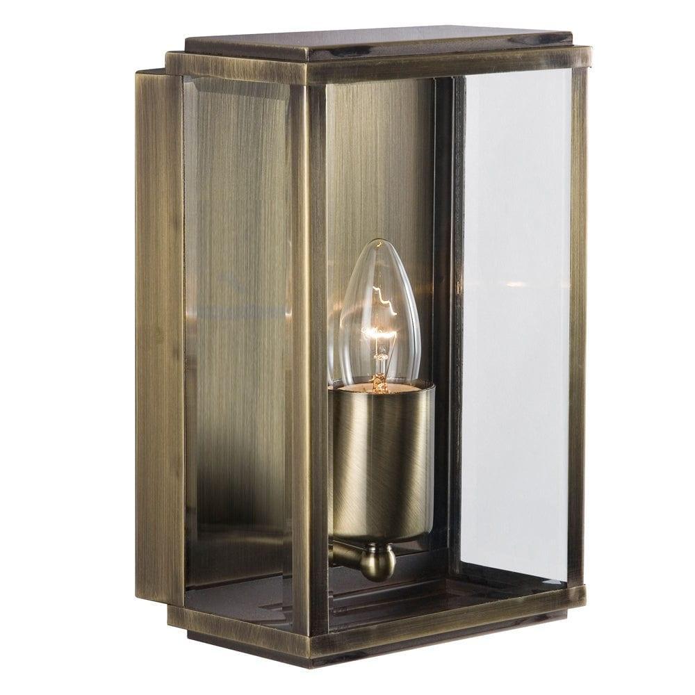 Box Outdoor 1 Light Antique Brass Wall/Porch Lantern-warehouse-091026