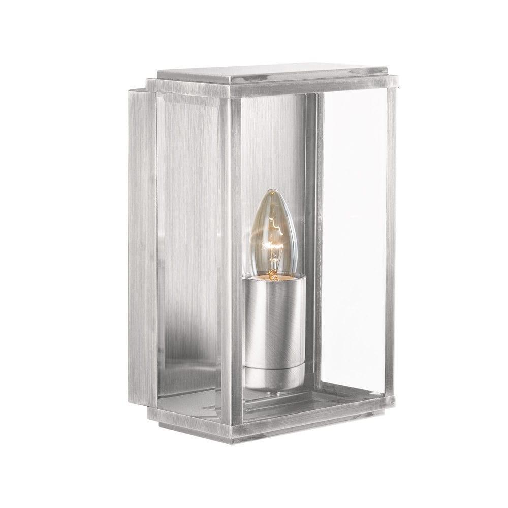 Box Outdoor 1 Light Satin Silver Wall/Porch Lantern-clearance