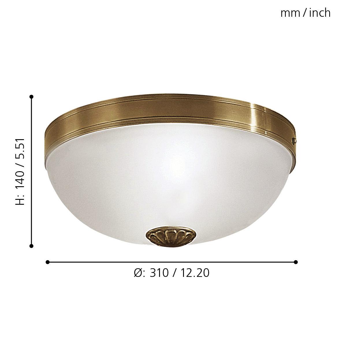 eglo imperial satin glass brass flush ceiling light living room image