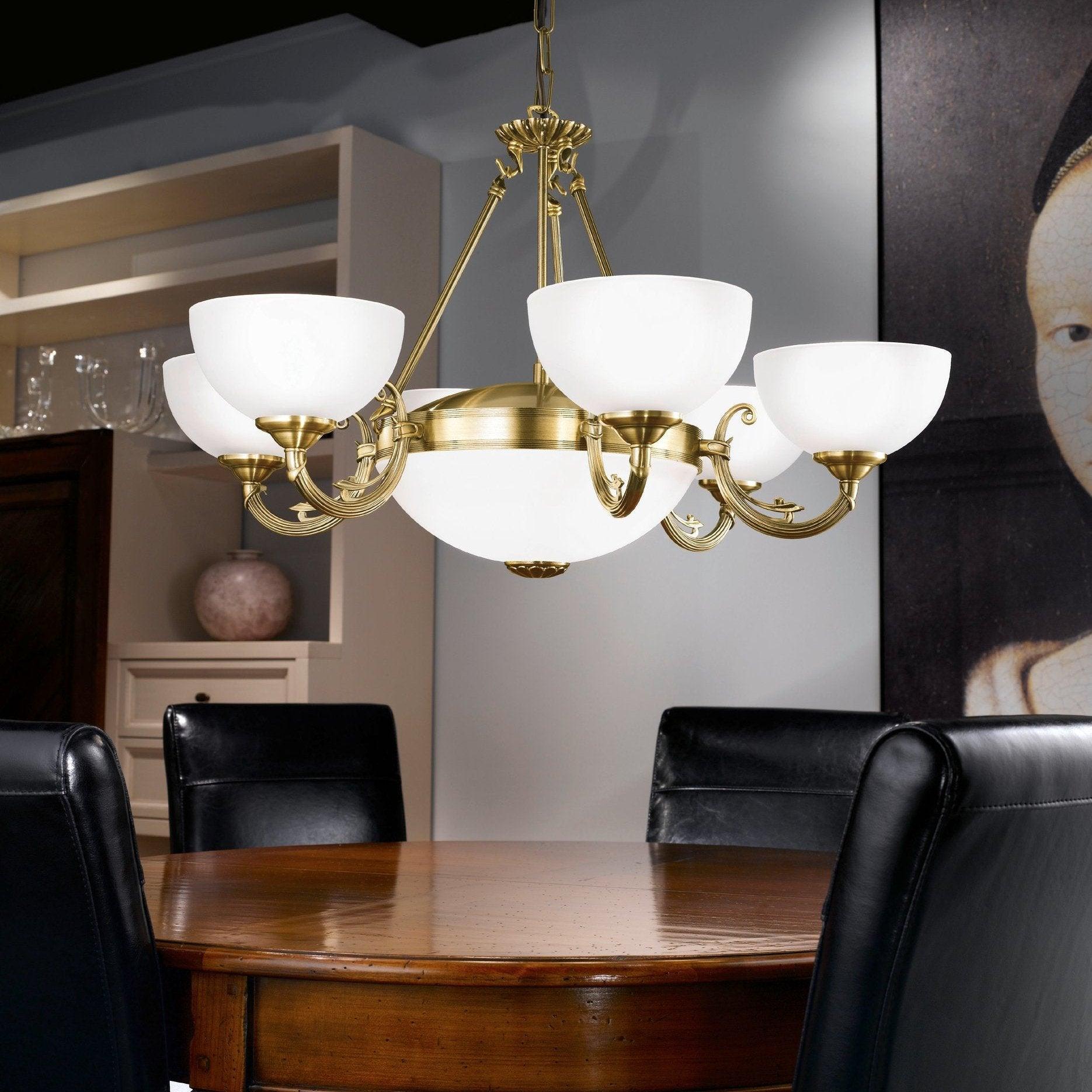 eglo savoy 6 light bronze and white glass ceiling pendant living room image