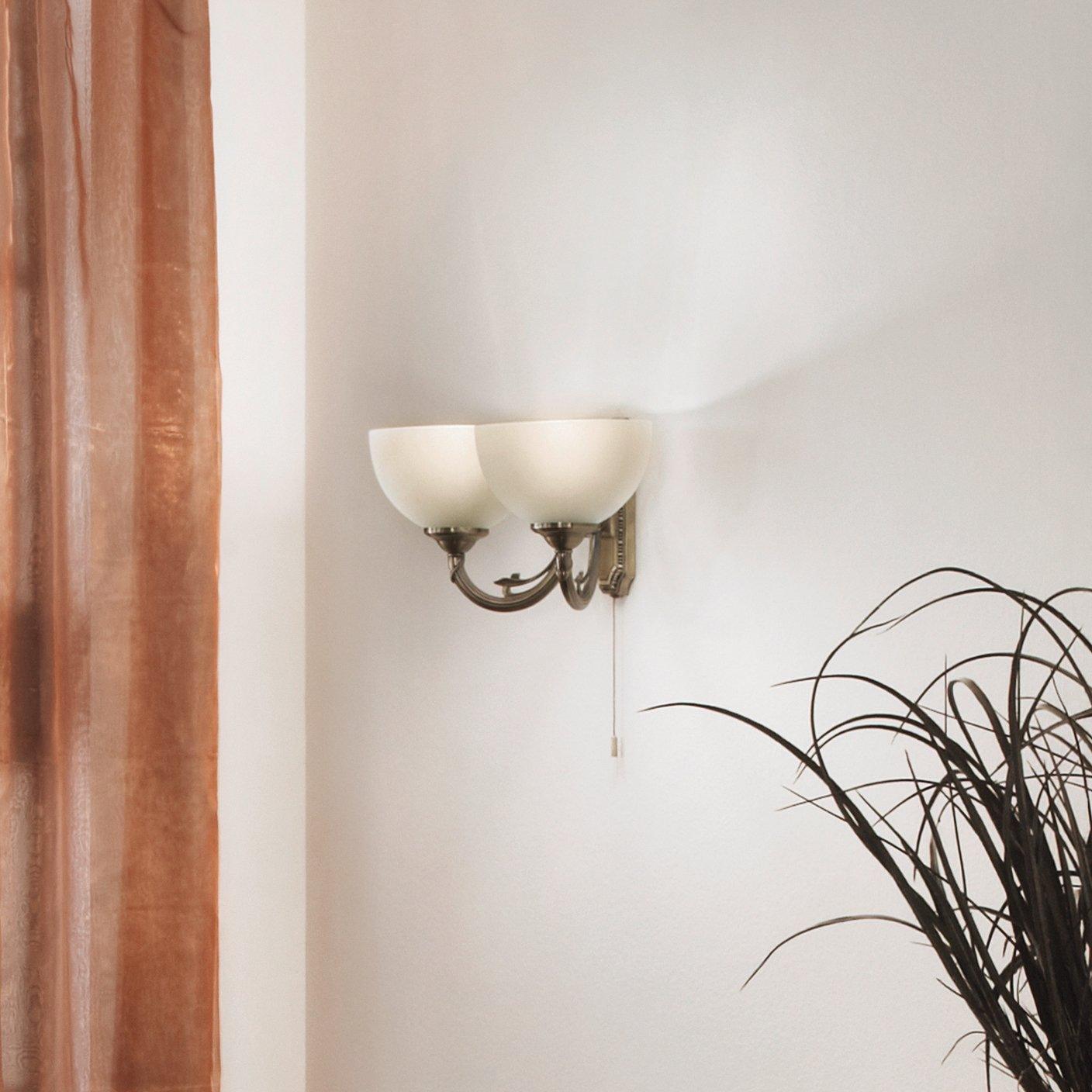 eglo savoy bronze double wall light white satinized glass shade living room image