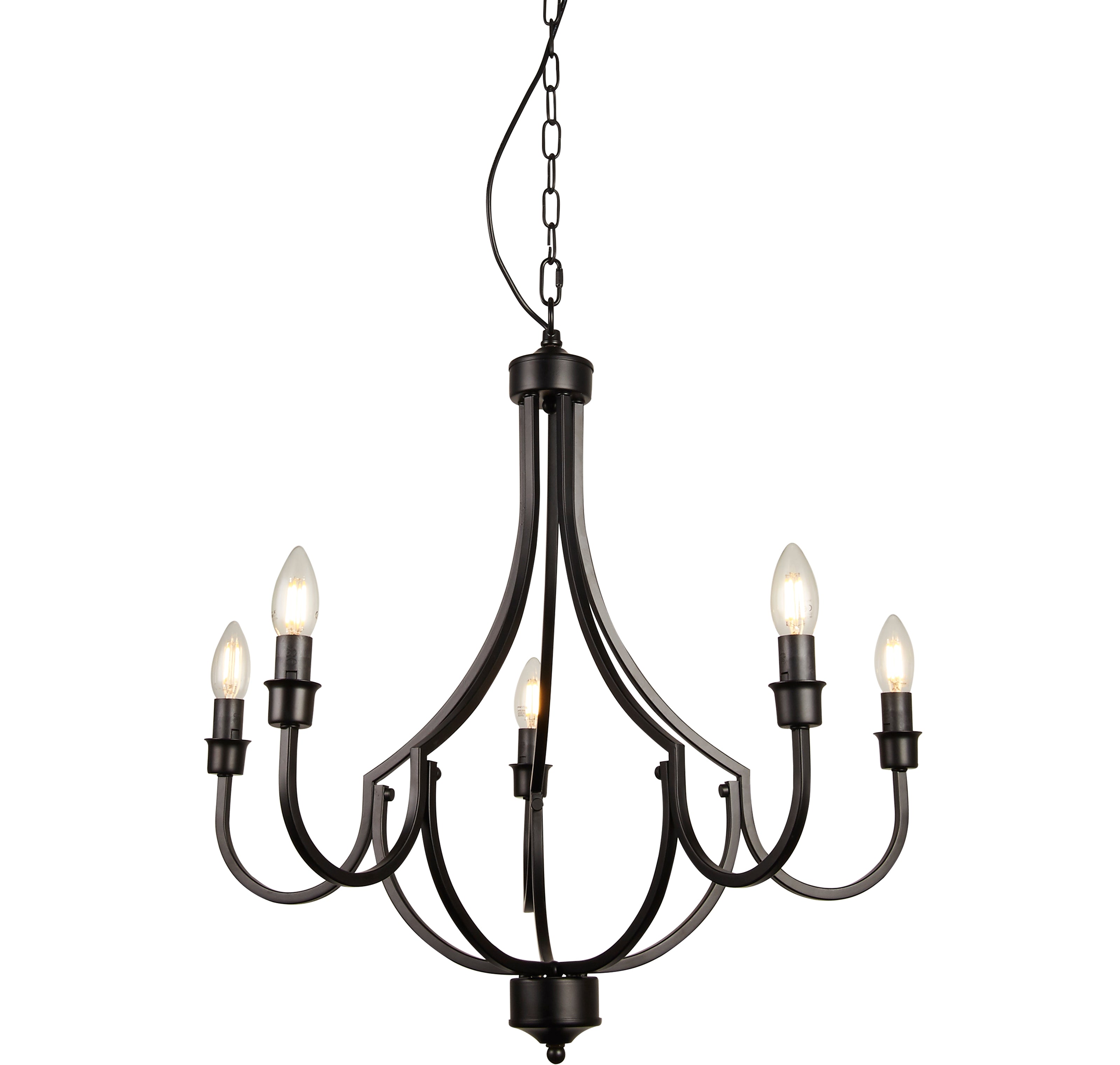 Searchlight Lodge 5 Light Black Pendant