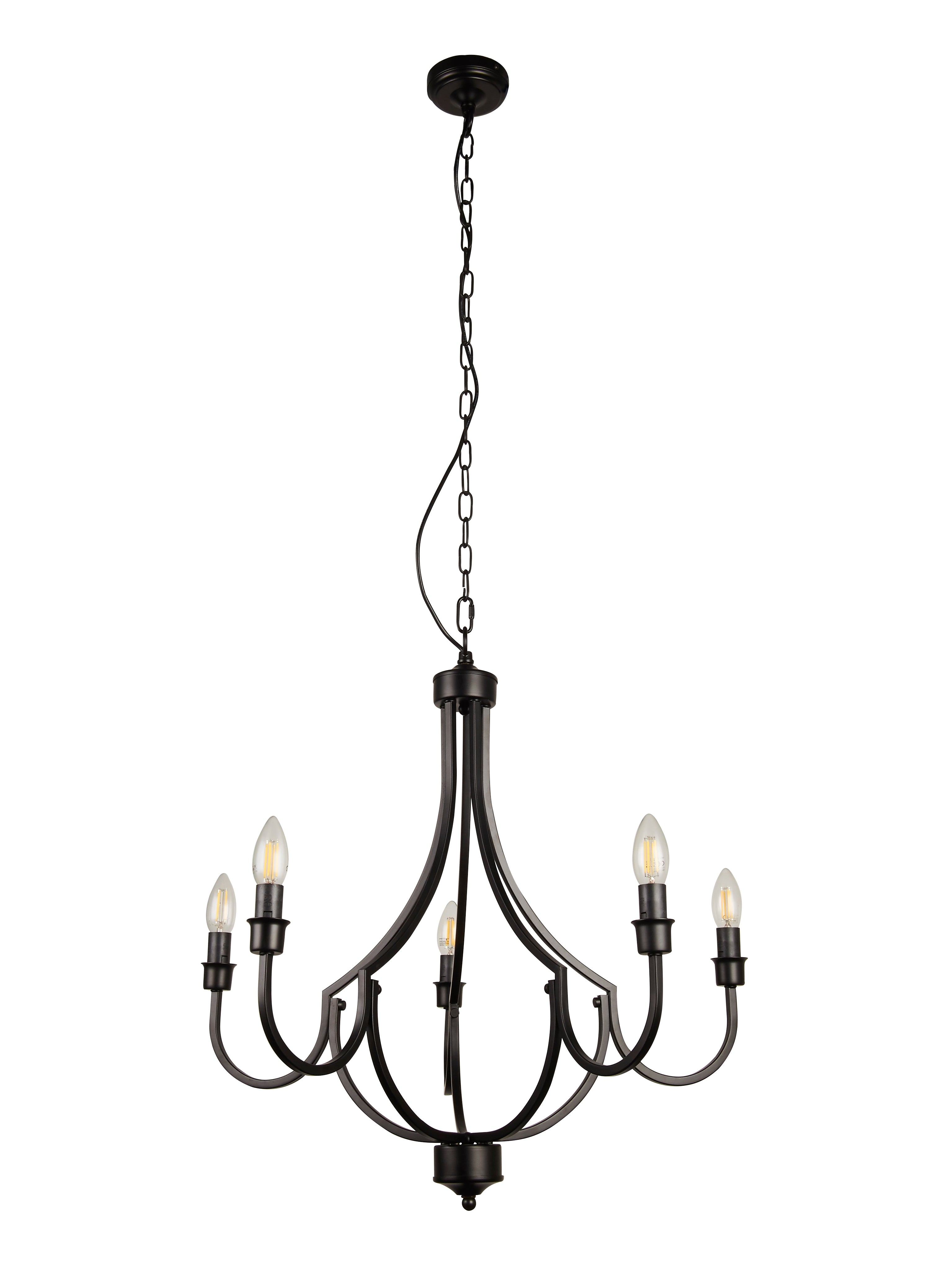 Searchlight Lodge 5 Light Black Pendant