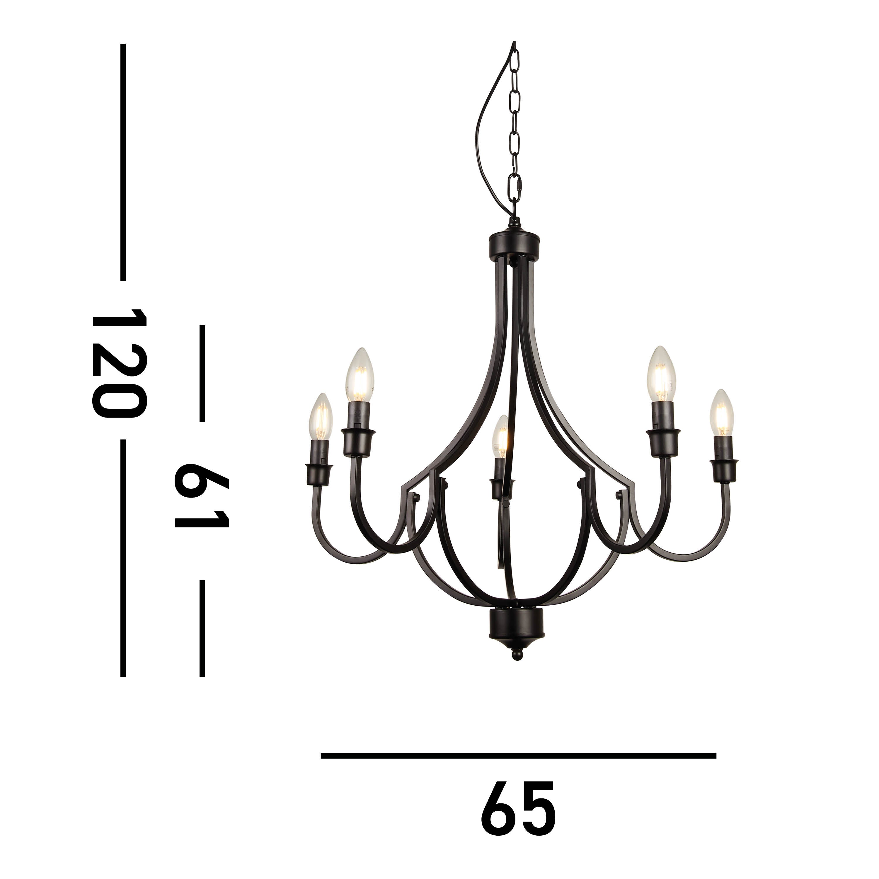 Searchlight Lodge 5 Light Black Pendant