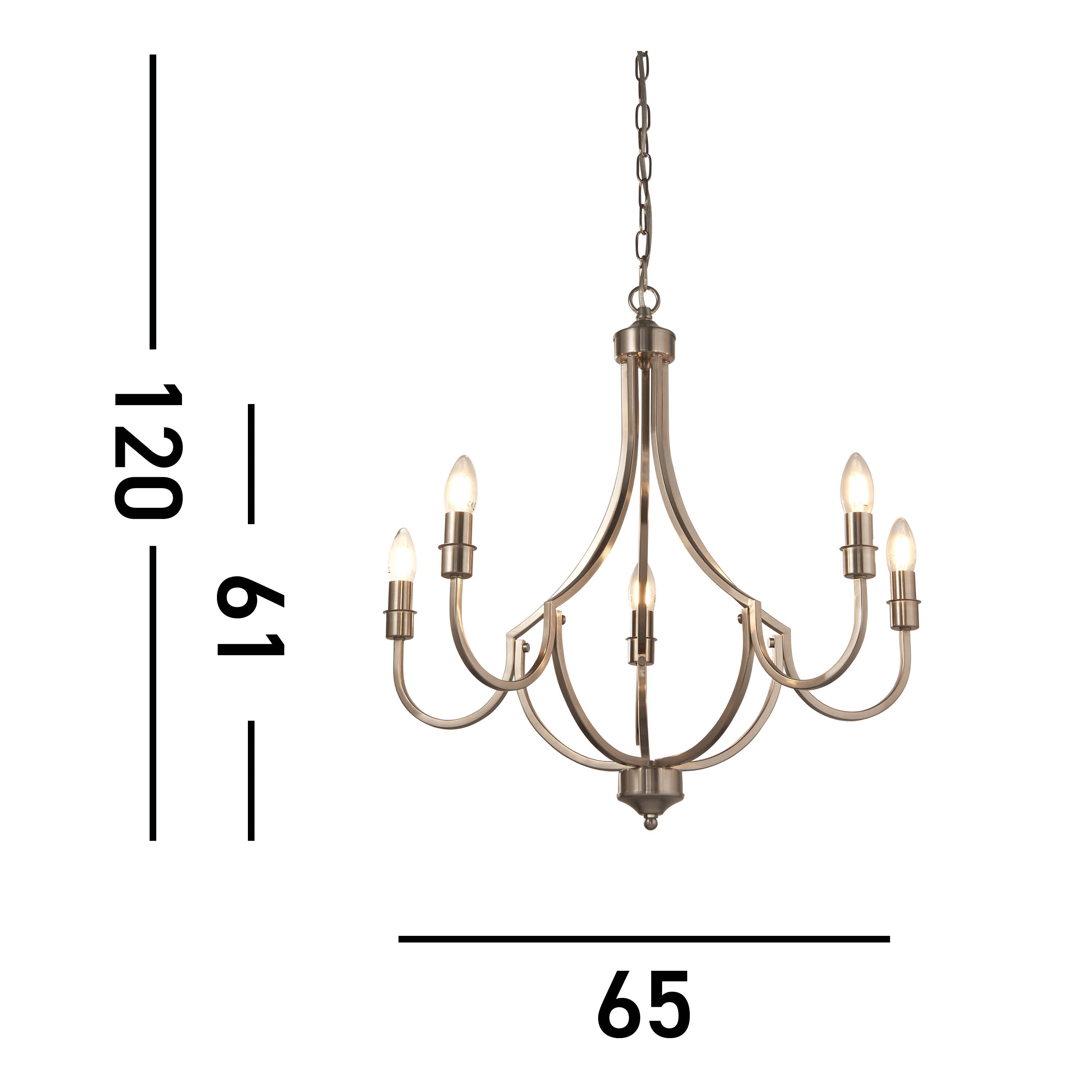 Searchlight Lodge 5 Light Silver Pendant