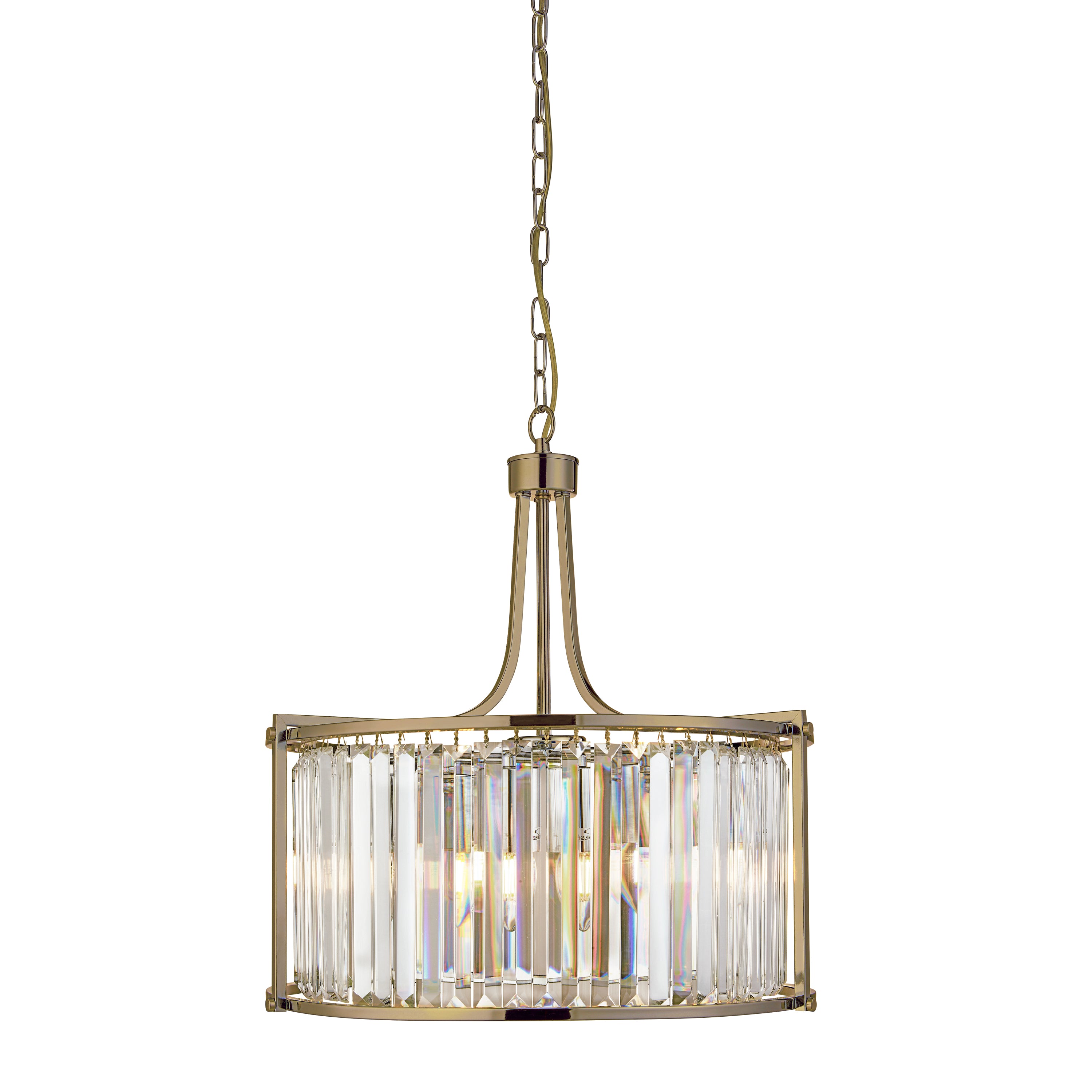 Searchlight Victoria 5 Light Brass & Crystal Pendant