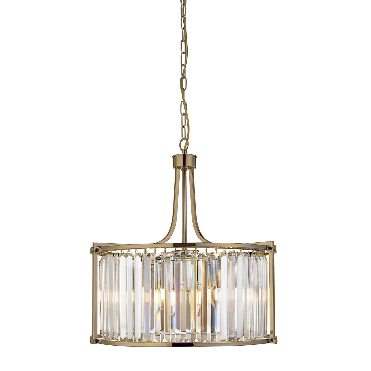 Searchlight Victoria 5 Light Brass & Crystal Pendant-warehouse-180926