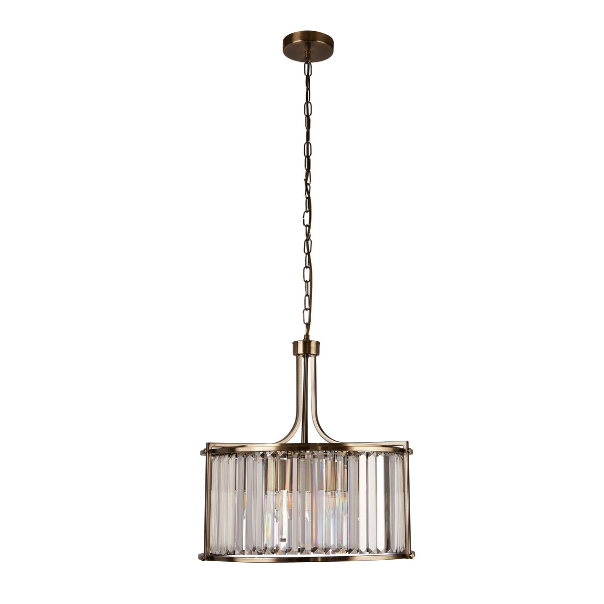 Searchlight Victoria 5 Light Brass & Crystal Pendant-warehouse-180926