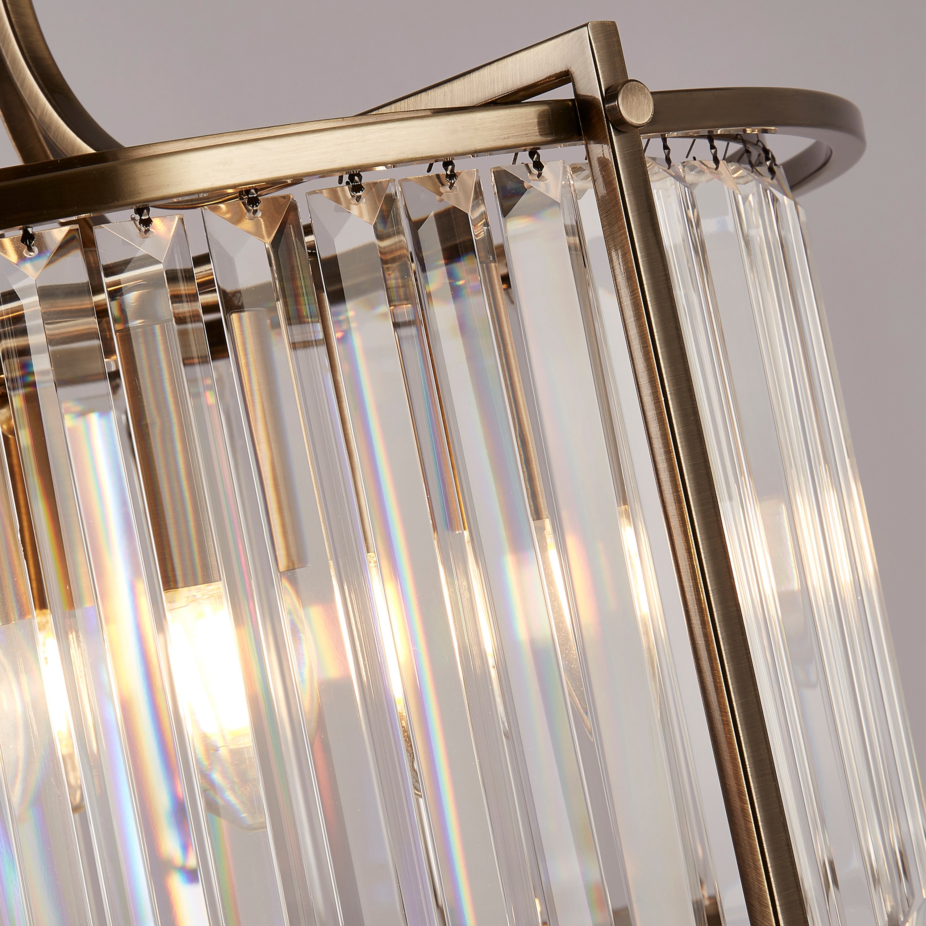 Searchlight Victoria 5 Light Brass & Crystal Pendant
