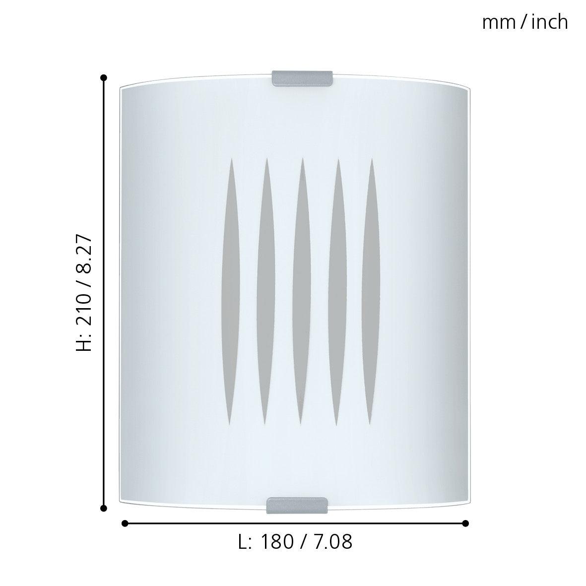 eglo grafik curved satin white glass wall light living room close up