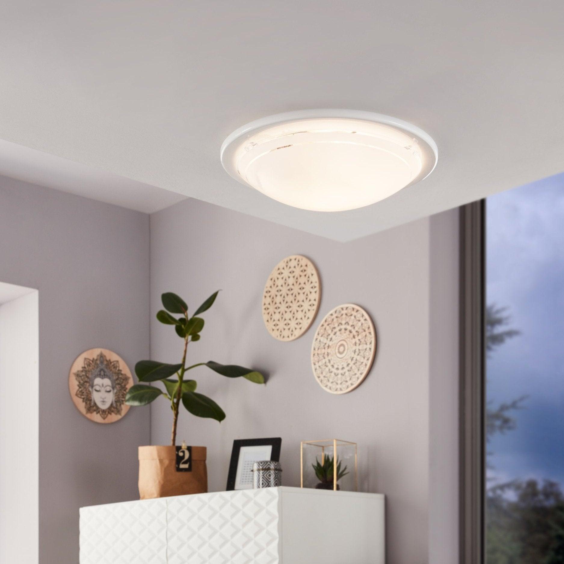 eglo planet 1 white painted glass flush ceiling light living room image
