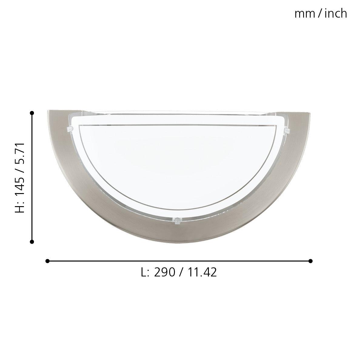 eglo planet 1 nickel white painted glass wall light living room close up
