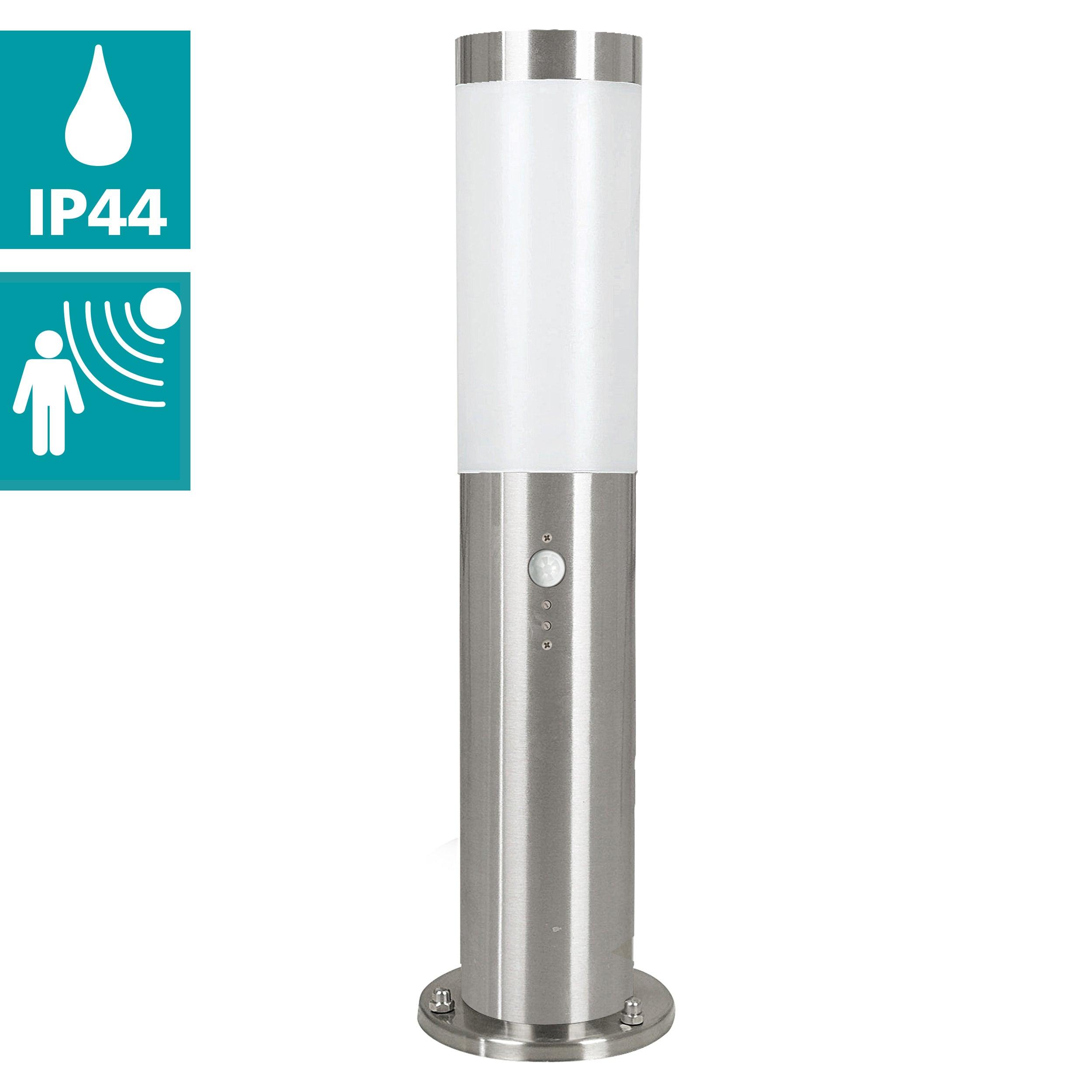 eglo helsinki stainless steel ip44 outdoor bollard with pir sensor 45cm hallway lighting 