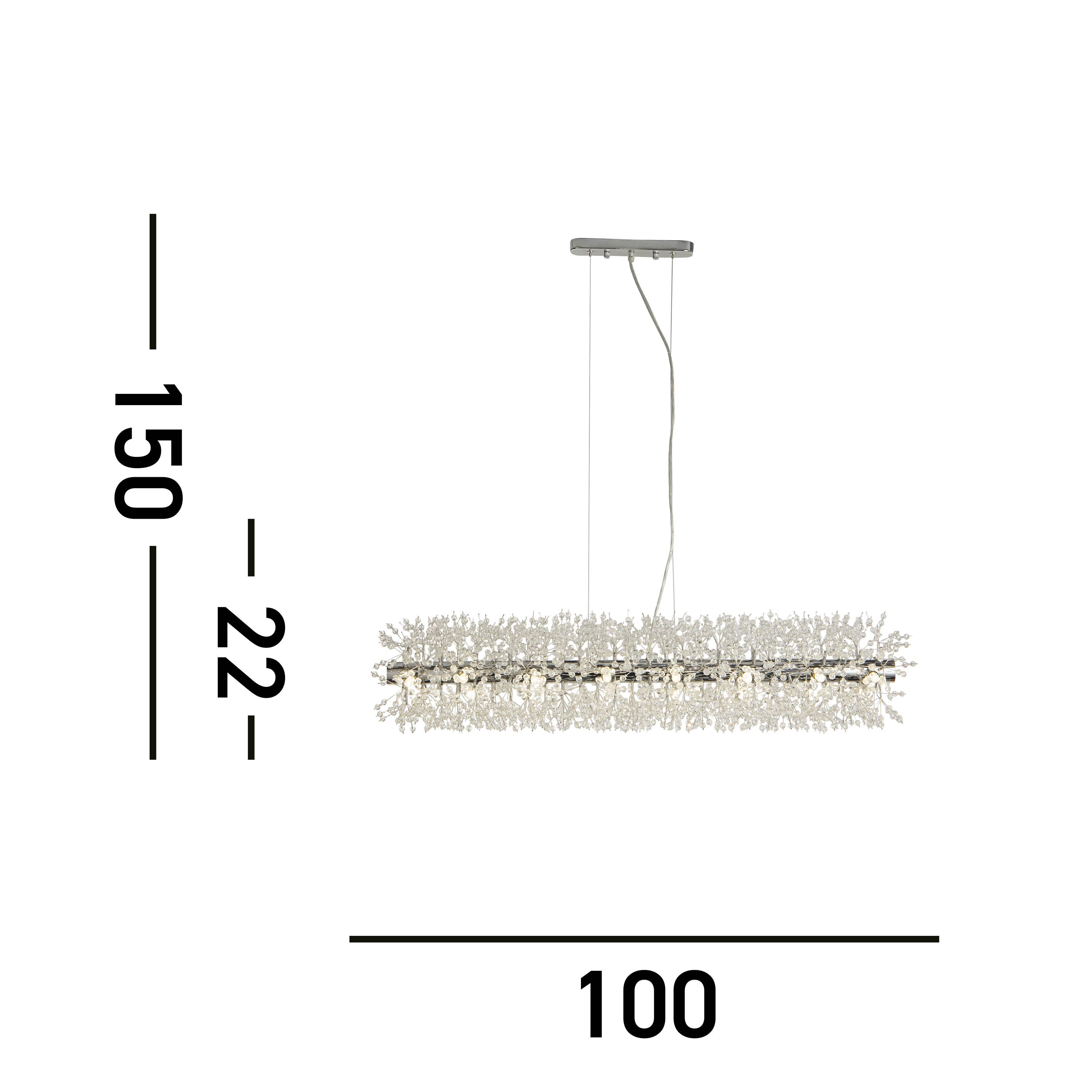 Searchlight Sunburst 16 Light Chrome & Glass Beads Bar Pendant