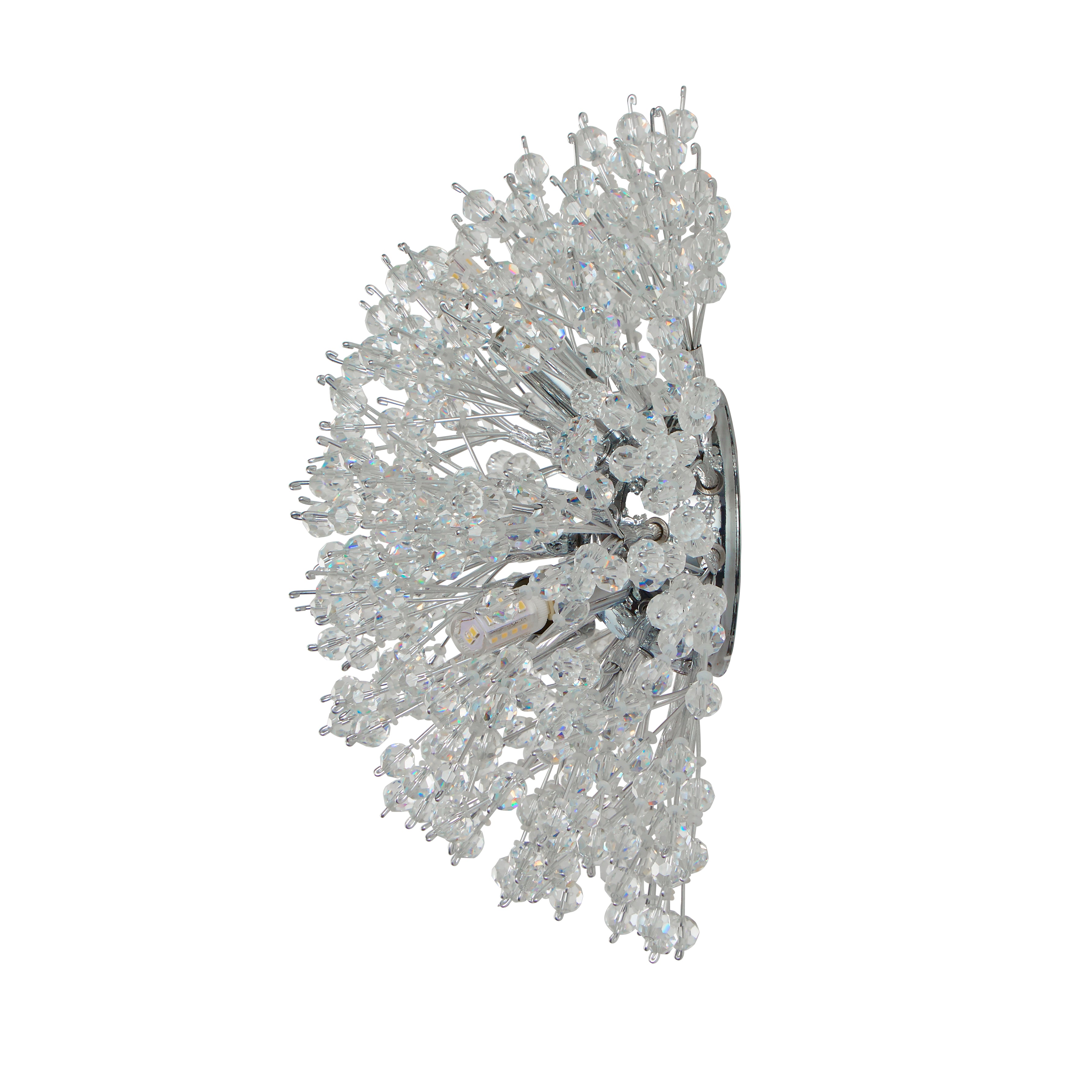 Searchlight Sunburst 3 Light Chrome & Glass Beads Wall light