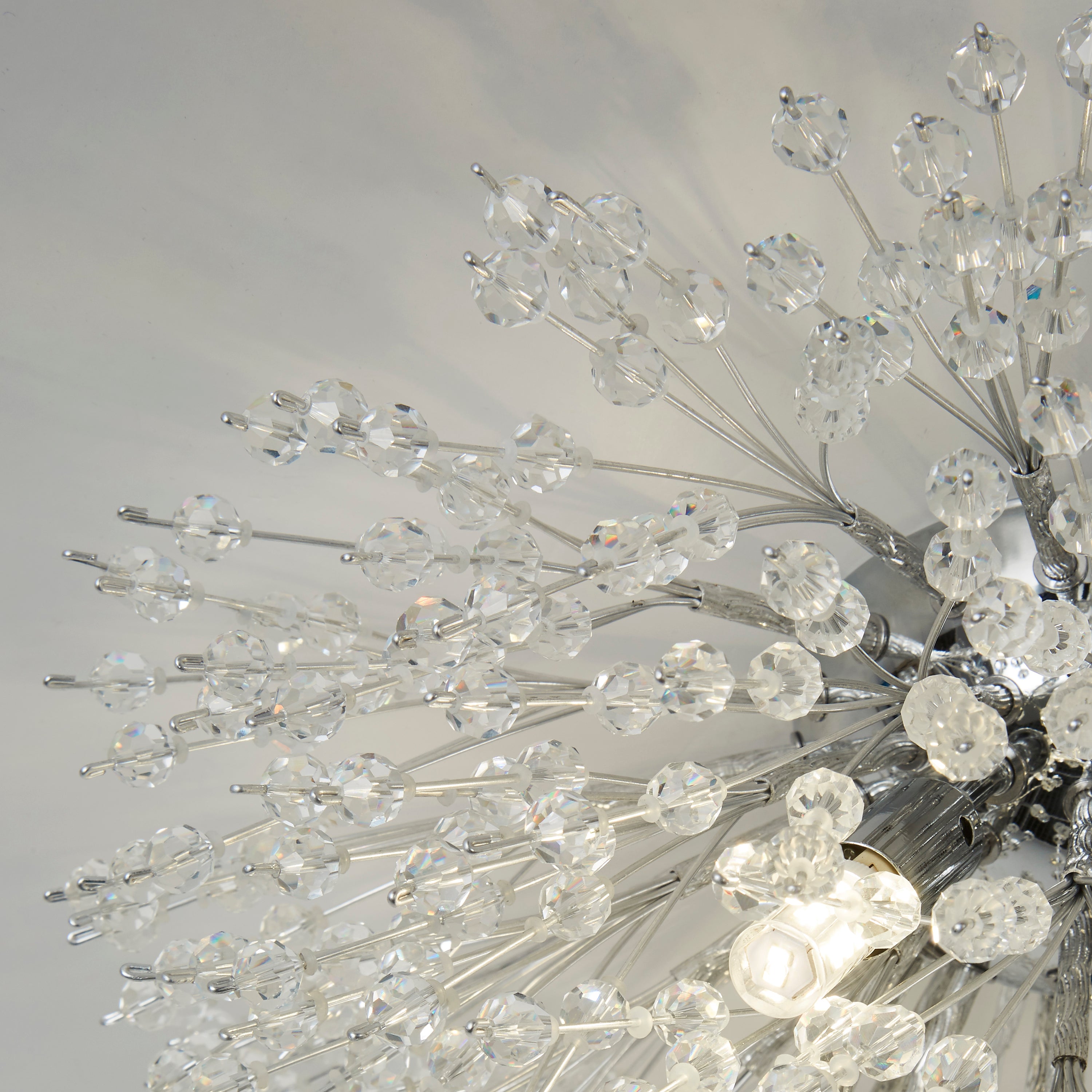 Searchlight Sunburst 4 Light Flush - Chrome & Glass Beads