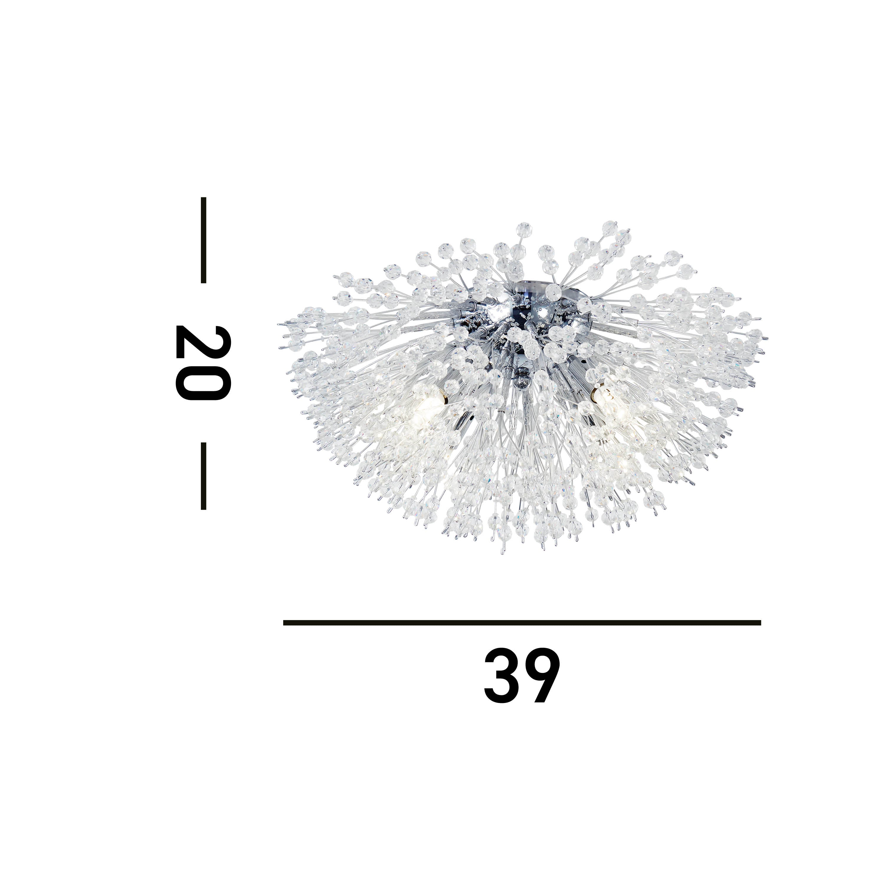 Searchlight Sunburst 4 Light Flush - Chrome & Glass Beads