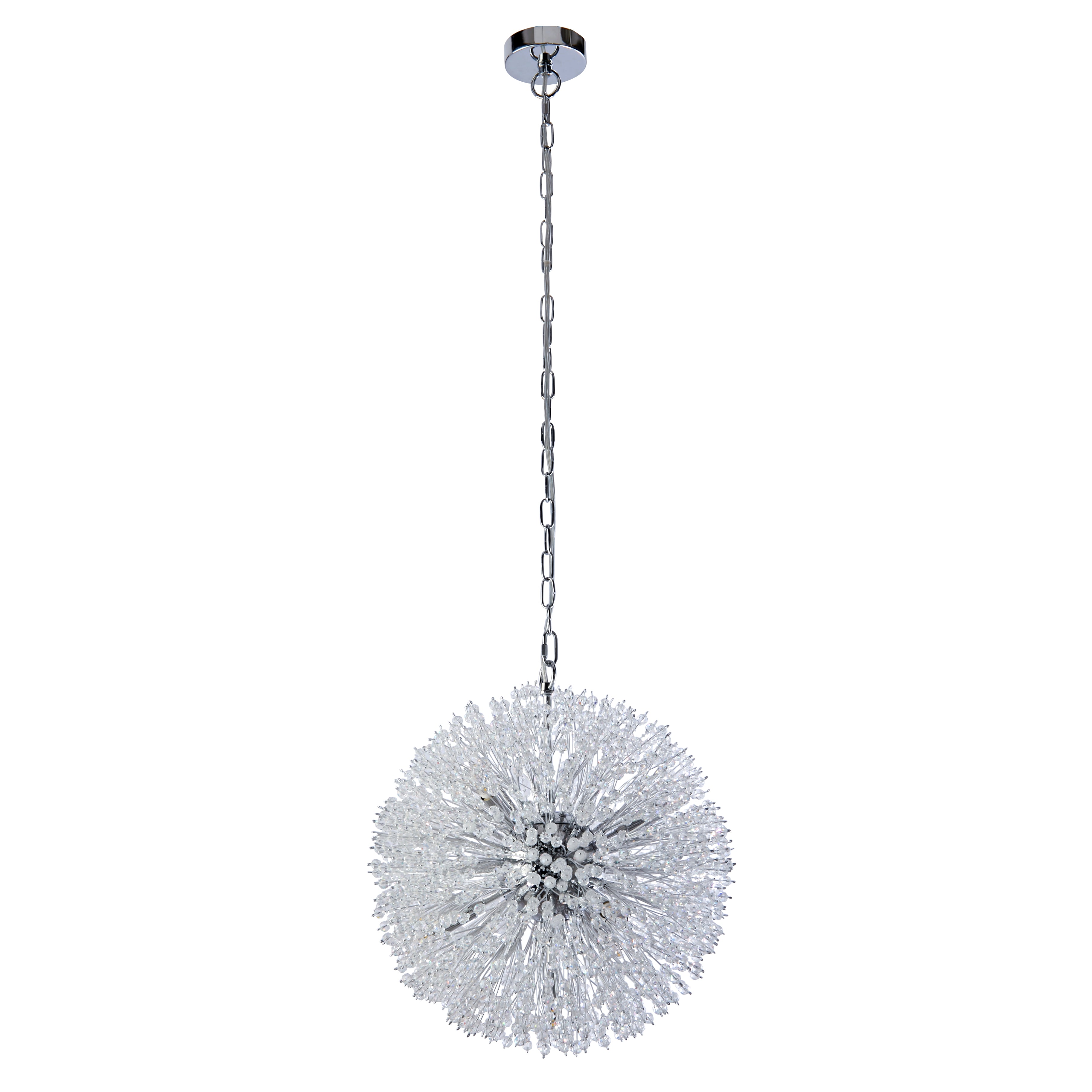 Searchlight Sunburst 7 Light Chrome & Glass Beads Bar Pendant