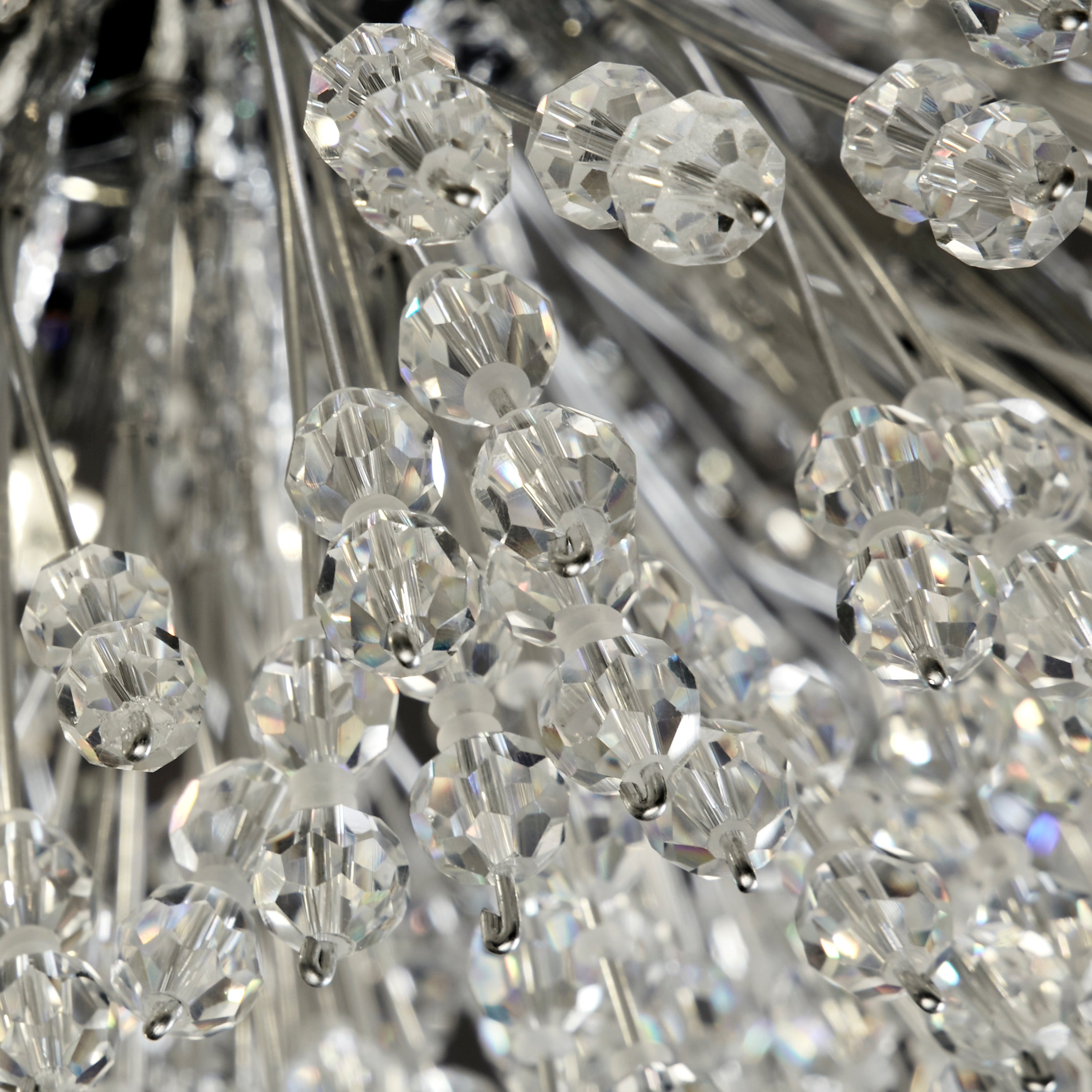 Searchlight Sunburst 7 Light Chrome & Glass Beads Bar Pendant