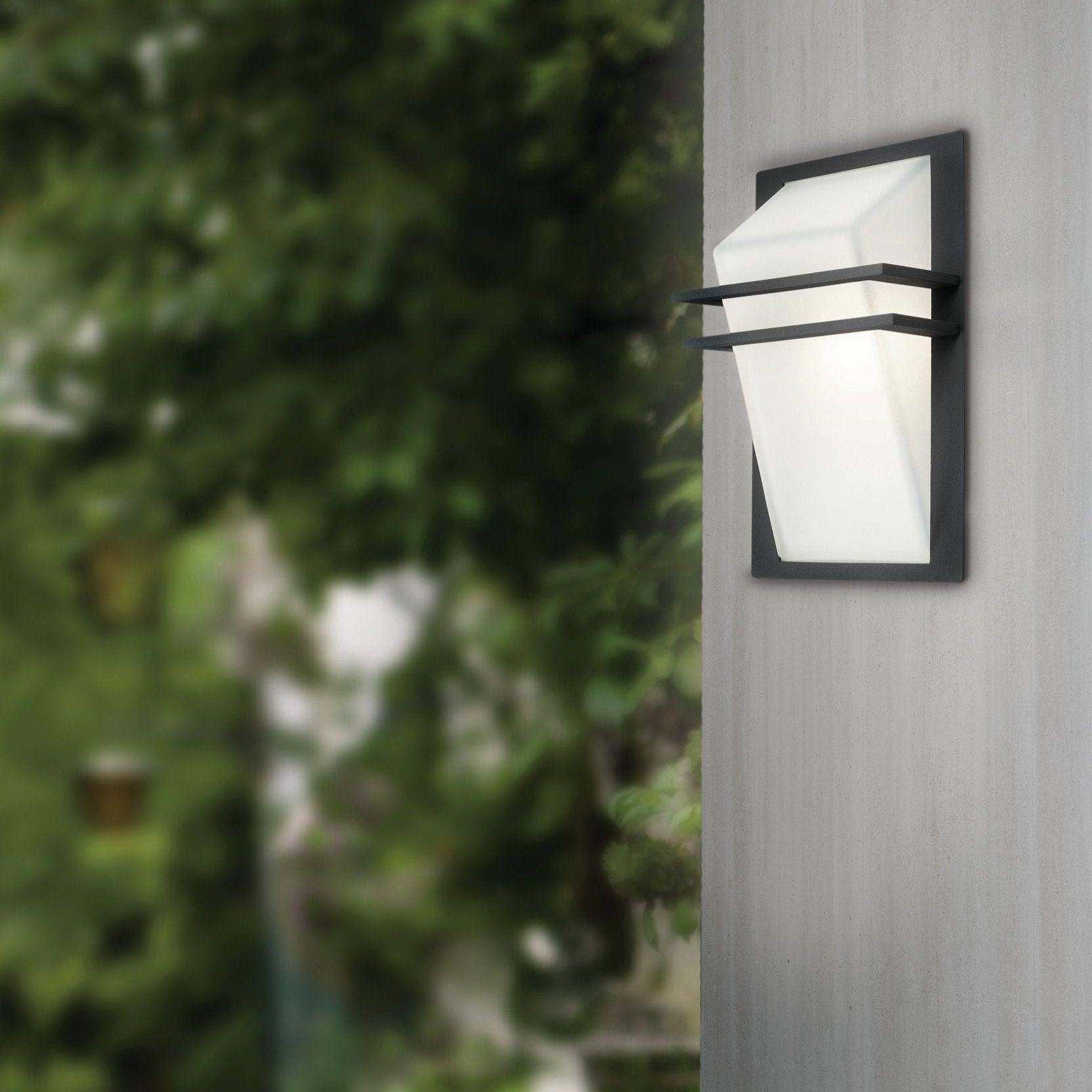 eglo park grey white satin glass outdoor wall light living room image