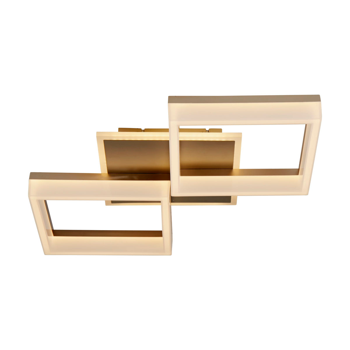 Fence gold flush ceiling light with three interlocking lit square LED frames