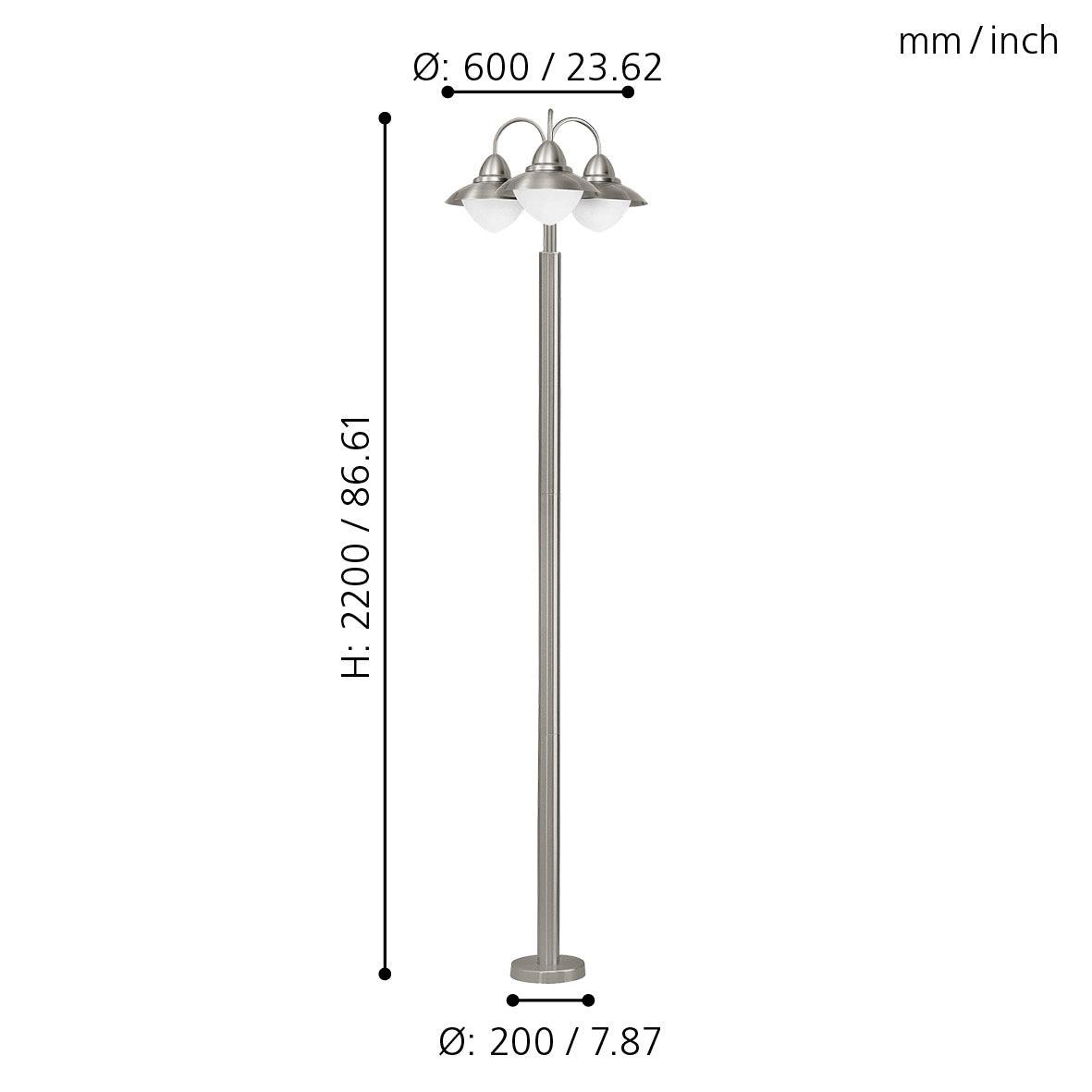 eglo sidney silver 3 light ip44 outdoor lamp post opal glass shades kitchen lighting 