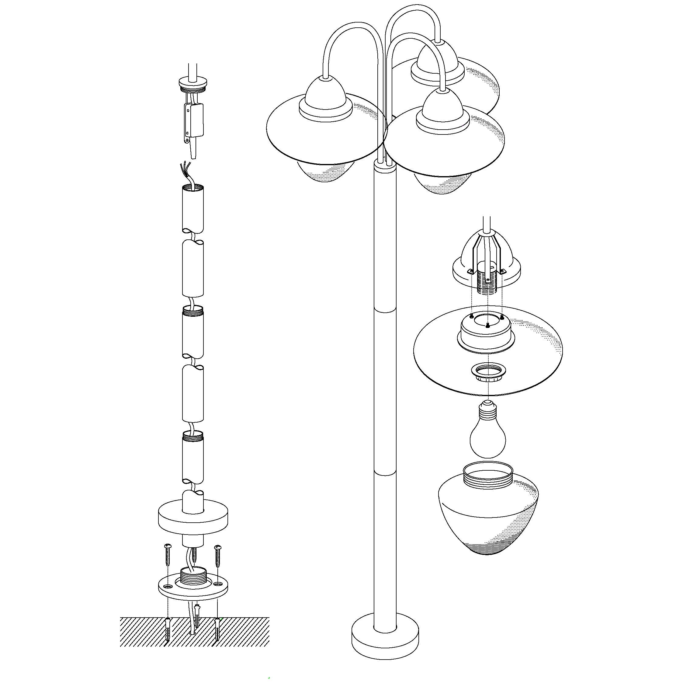 eglo sidney silver 3 light ip44 outdoor lamp post opal glass shades Hallway Lighting Close up