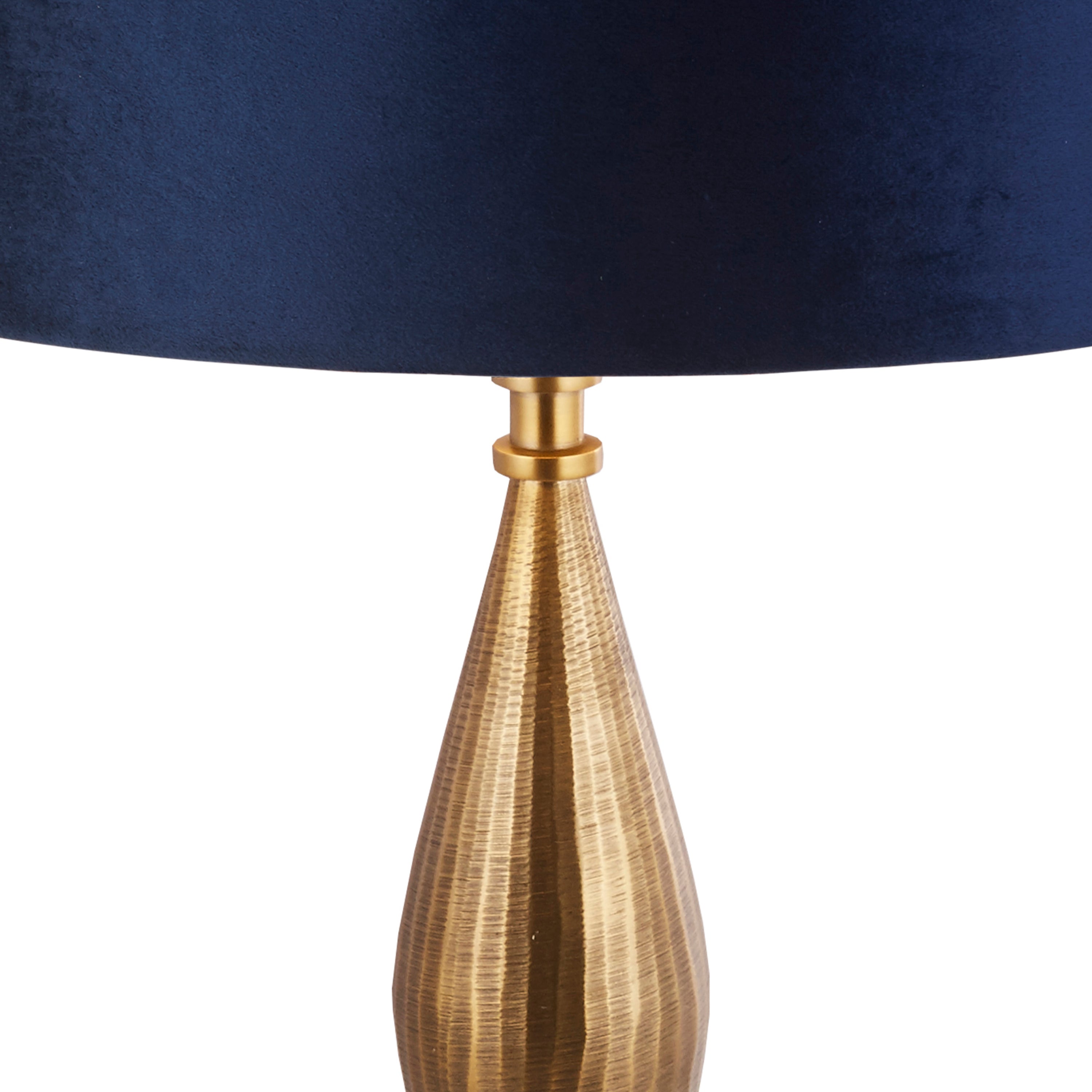 Rye Table Lamp - Antique Brass Metal & Navy Velvet Shade