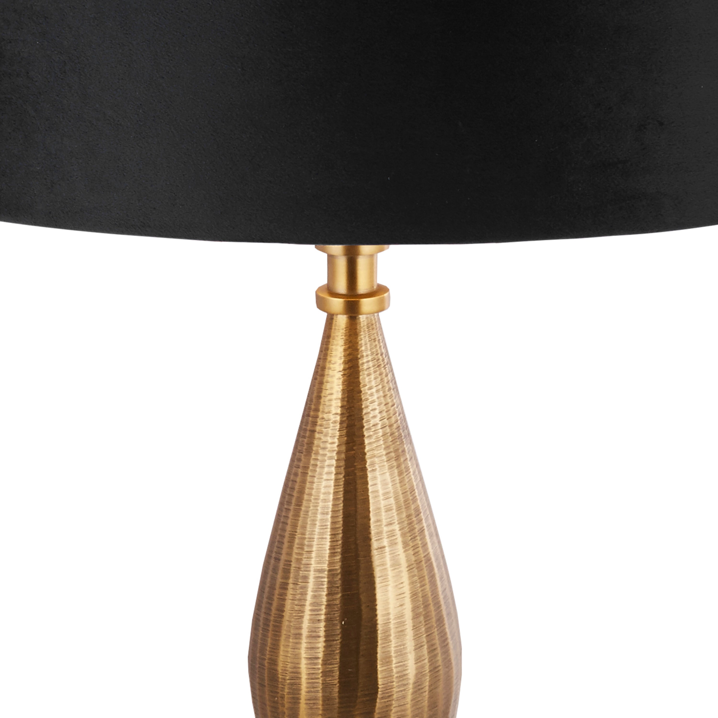 Rye Table Lamp - Antique Brass Metal & Black Velvet Shade