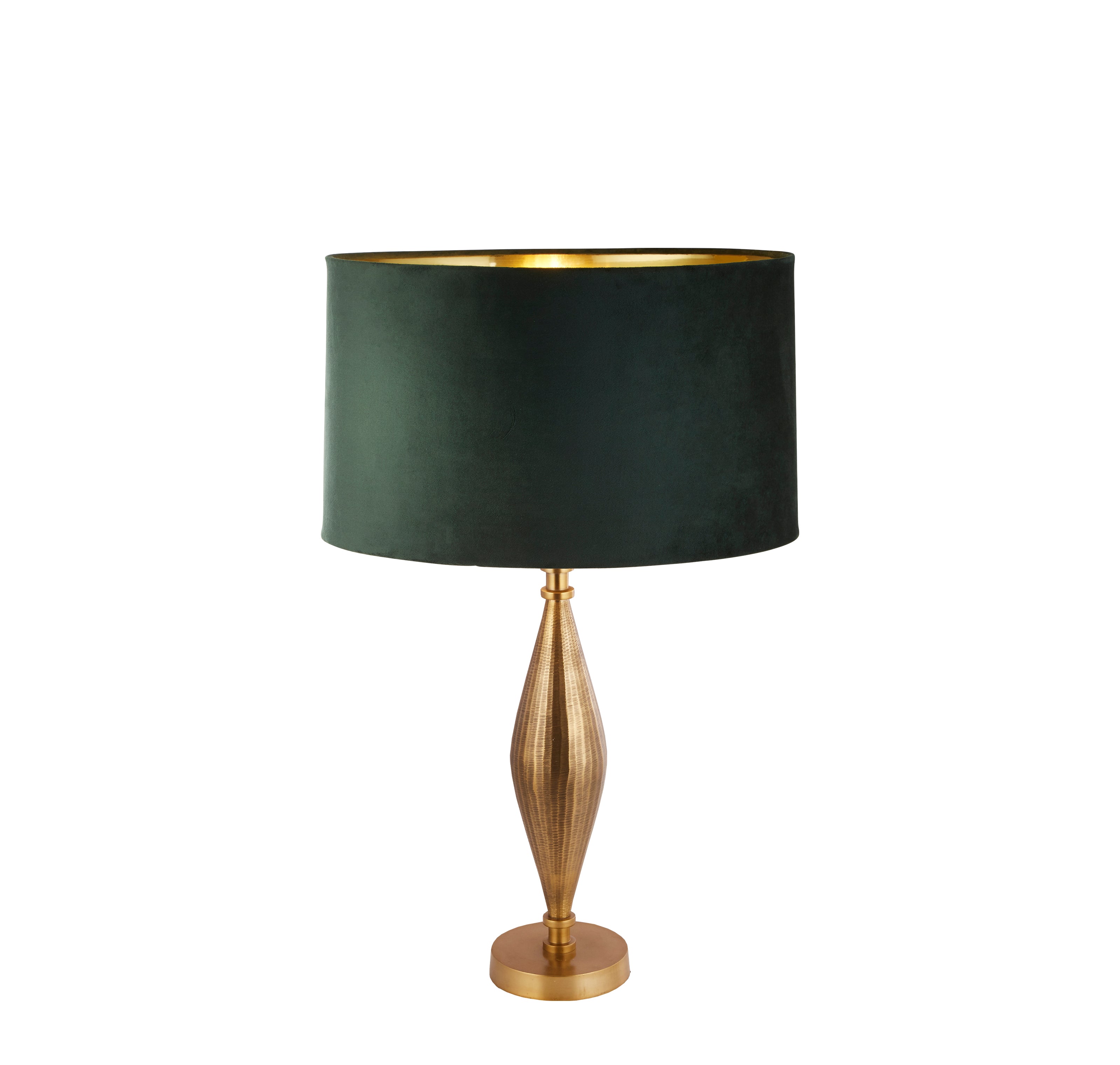 Rye Table Lamp - Antique Brass Metal & Green Velvet Shade