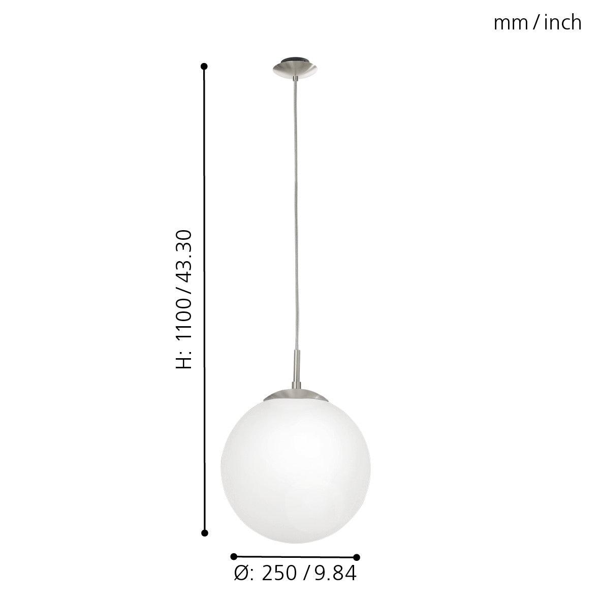 eglo rondo opal glass sphere nickel ceiling pendant 28cm kitchen lighting 