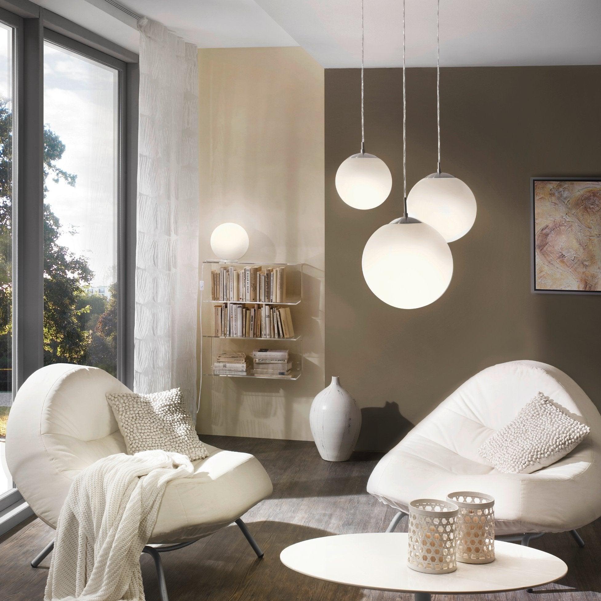 eglo rondo opal glass sphere nickel ceiling pendant 28cm