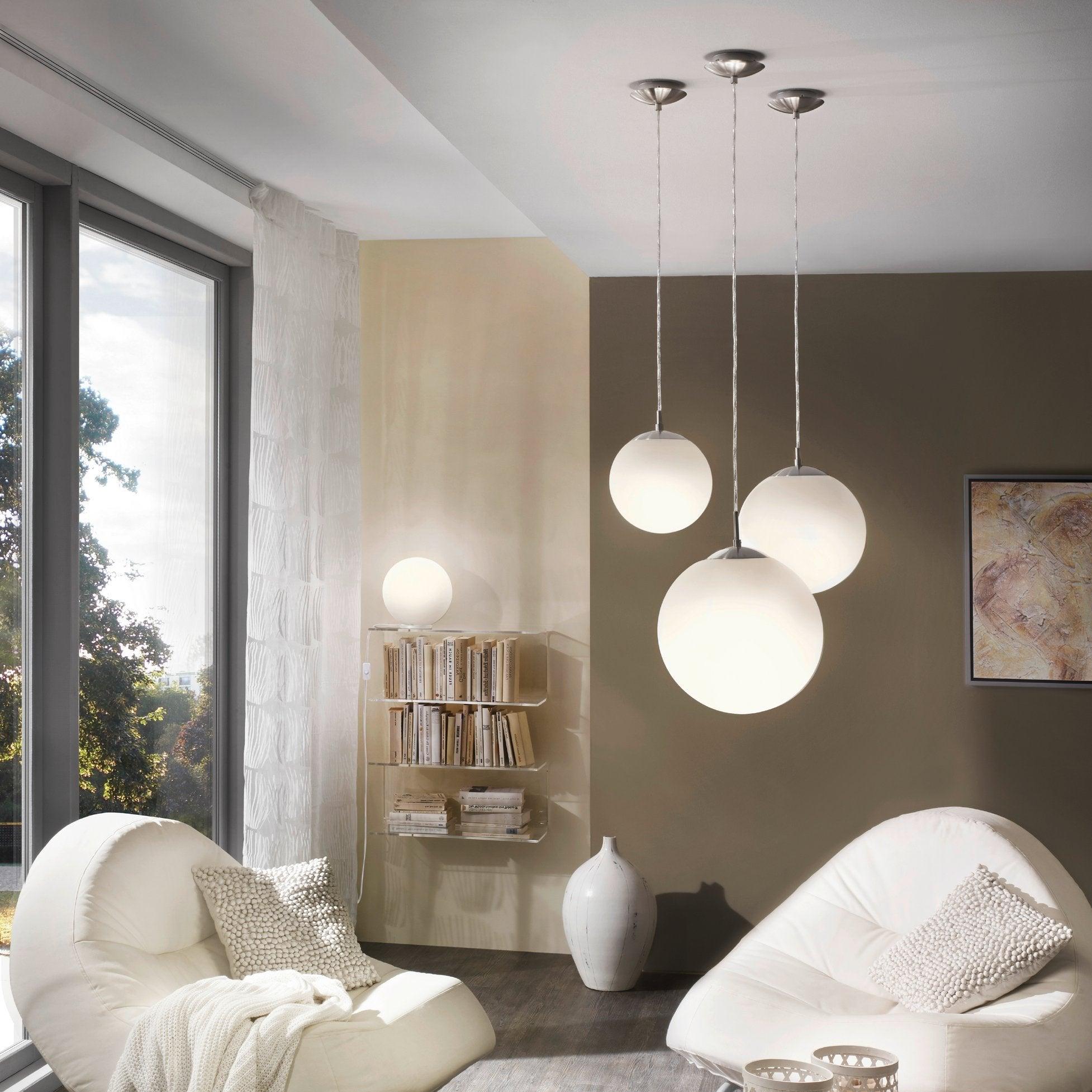 eglo rondo opal glass sphere nickel ceiling pendant 33cm