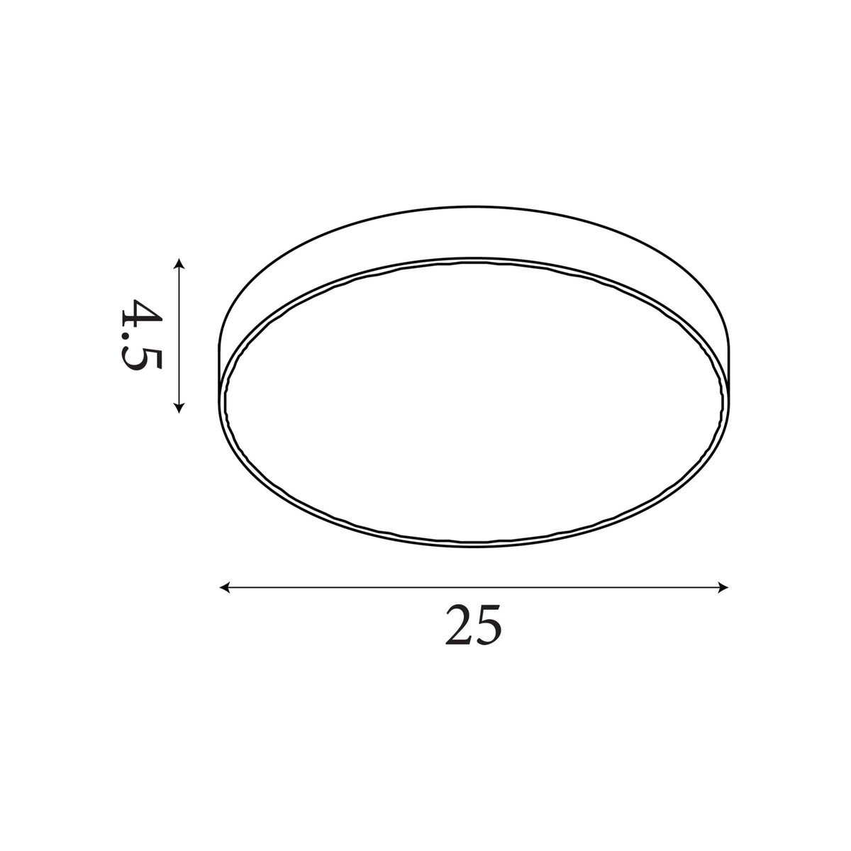 Dimension diagram of the Palma, Bronze, Flush Ceiling Light - Integrated LED with height and width in cm.
