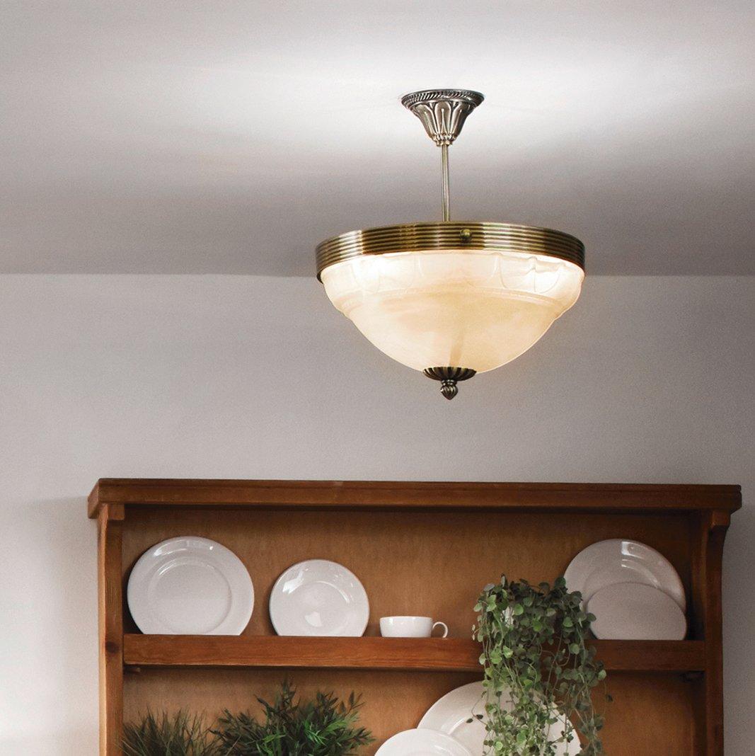 eglo marbella alabaster glass bronze semi flush ceiling light living room image