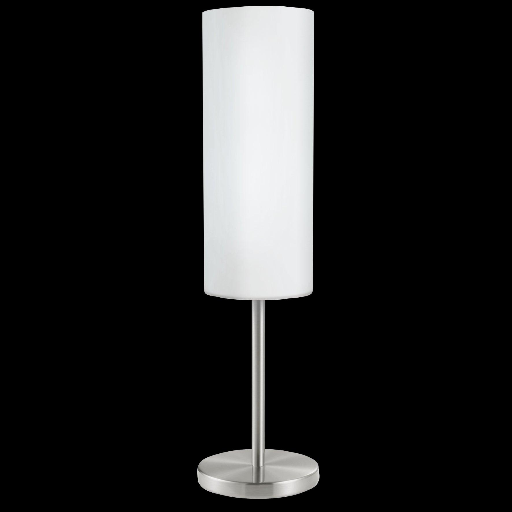 eglo troy 3 nickel white satin glass table lamp living room image