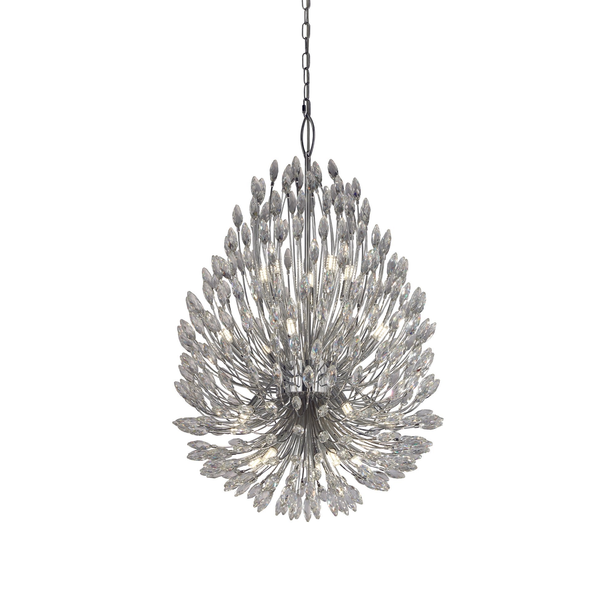 Searchlight Peacock 20 Light Chrome & Crystal Pendant