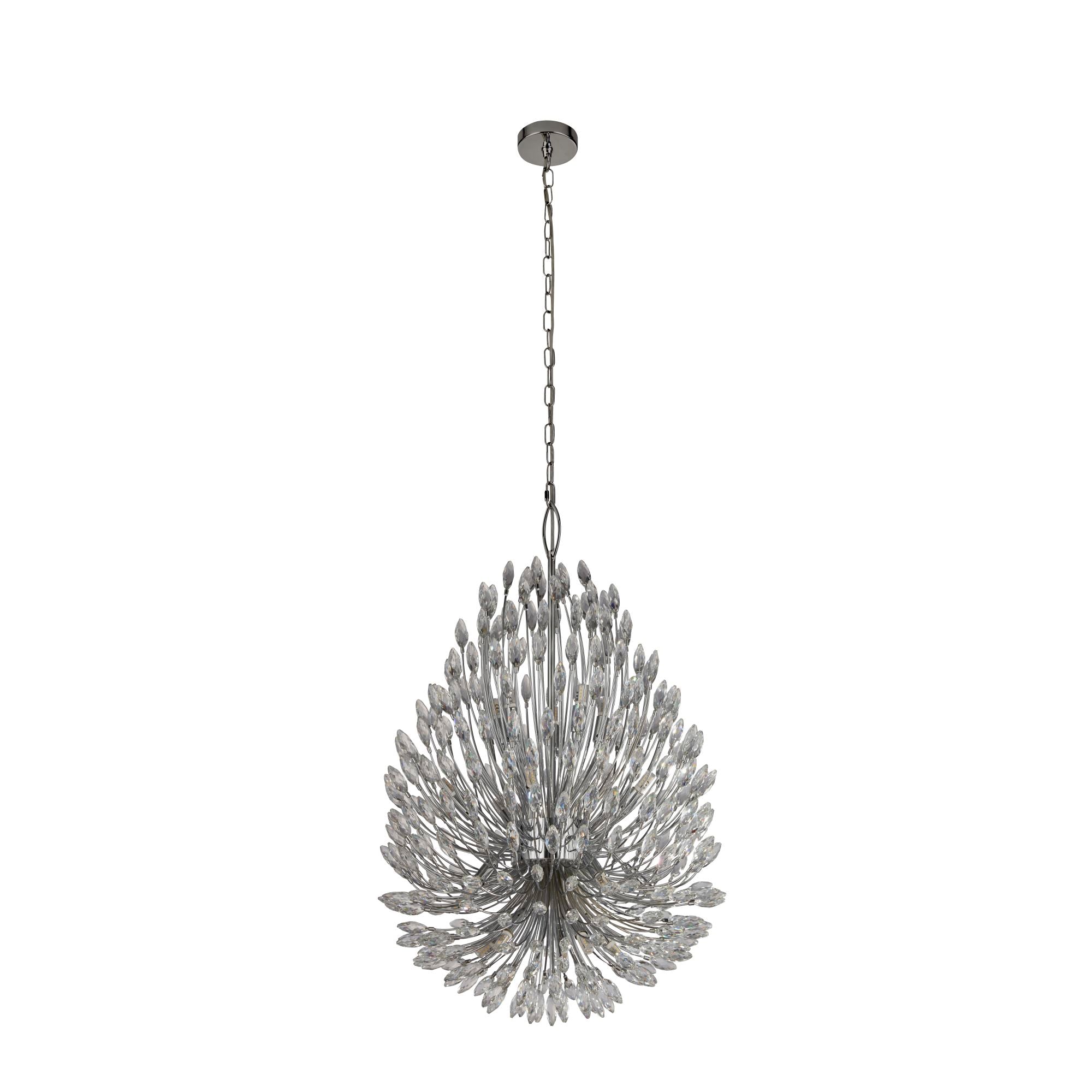 Searchlight Peacock 20 Light Chrome & Crystal Pendant