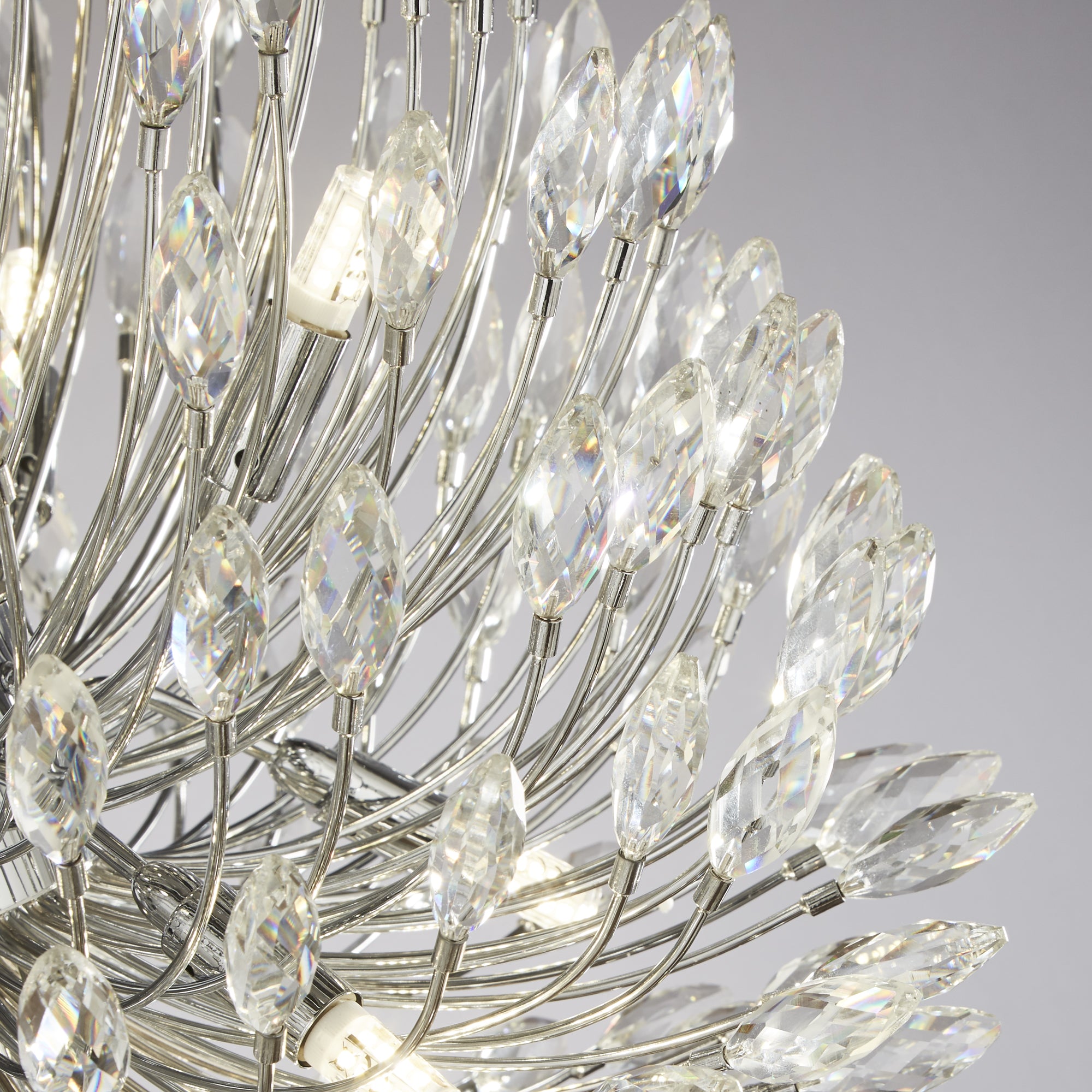 Searchlight Peacock 20 Light Chrome & Crystal Pendant
