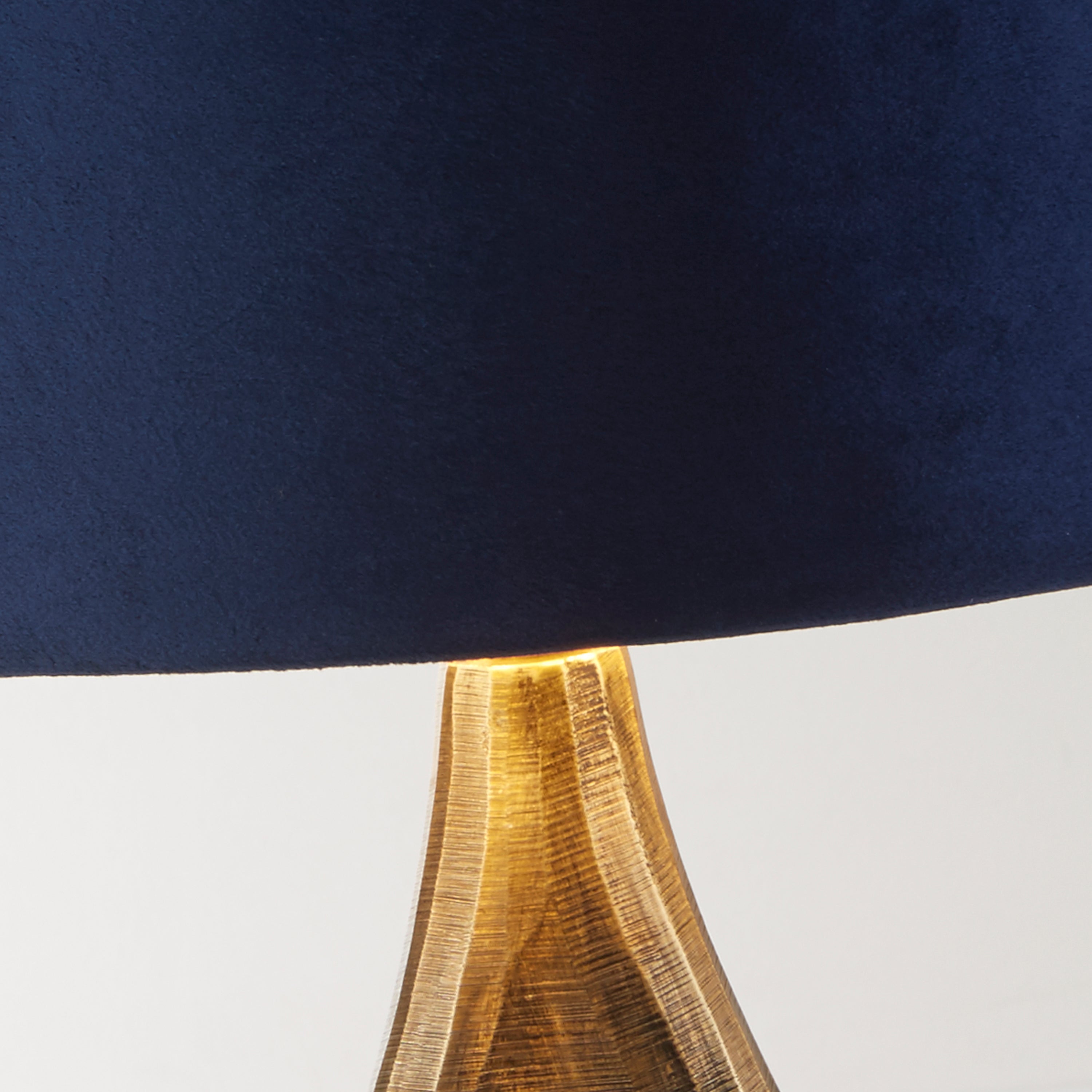 Bucklow Table Lamp- Antique Brass Metal & Navy Velvet Shade