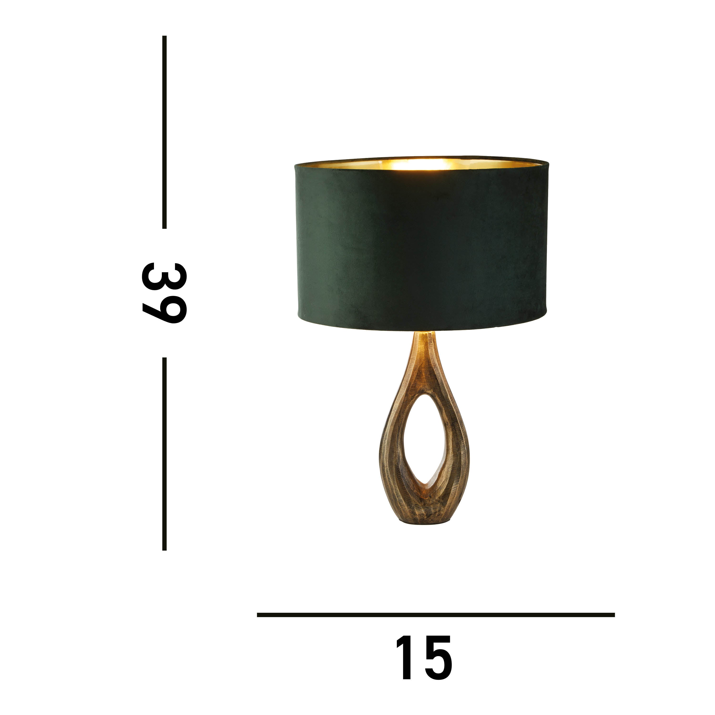 Bucklow Table Lamp- Antique Brass Metal & Green Velvet Shade